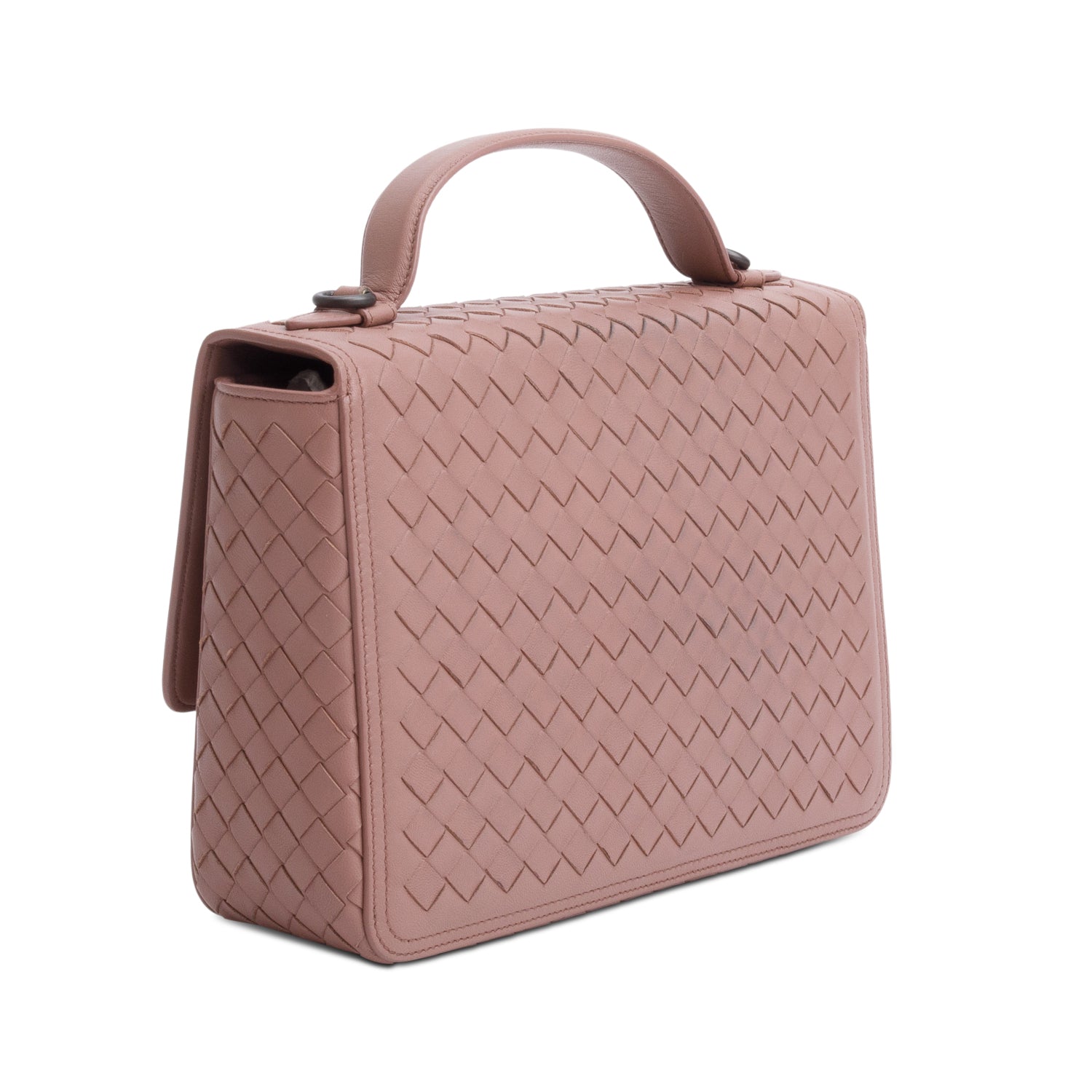 Bottega Veneta Pink Intrecciato Leather Alumna Flap Shoulder Bag