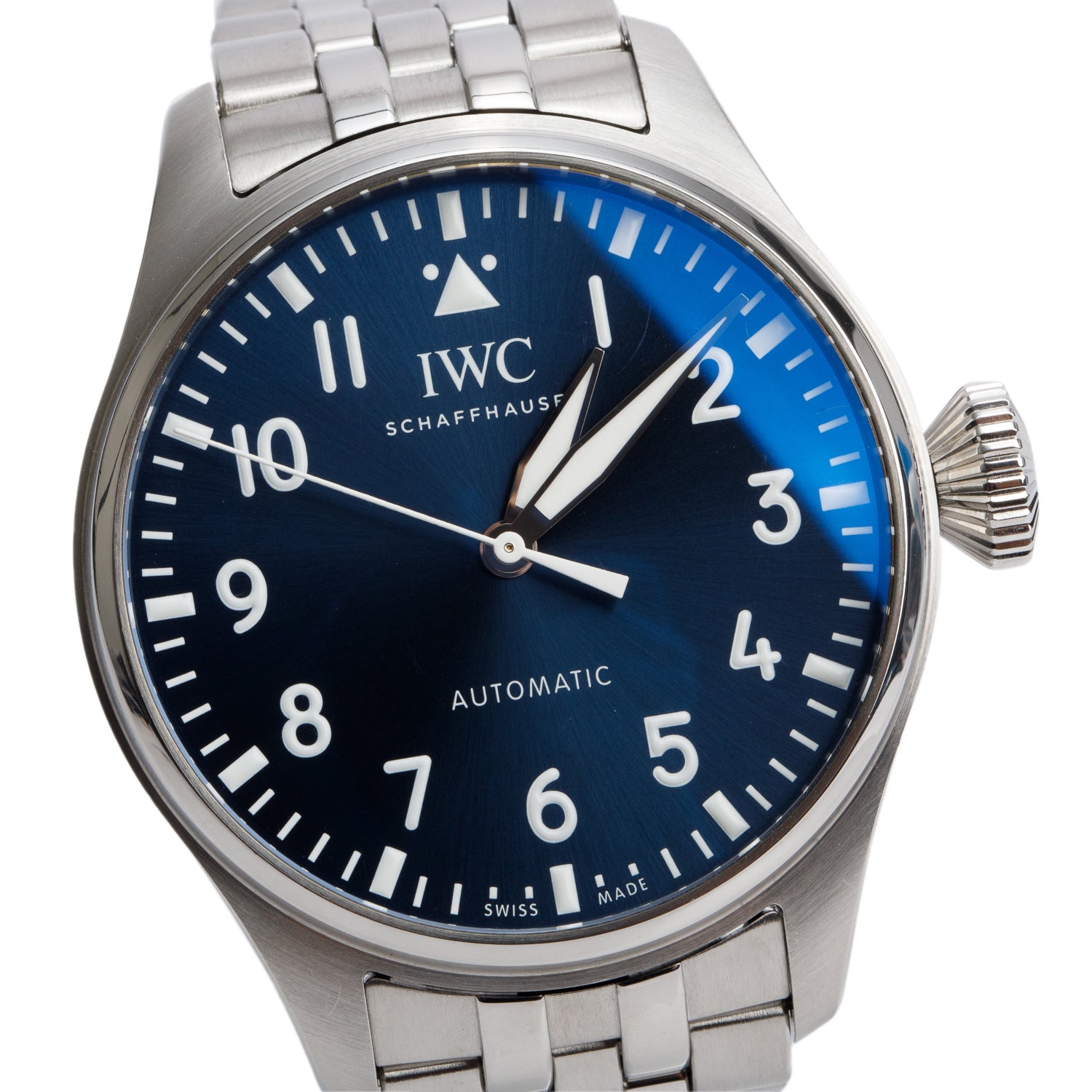 IWC Stainless Steel Big Pilot 43 MM Automatic Watch Blue Dial IW329304 w/ Box