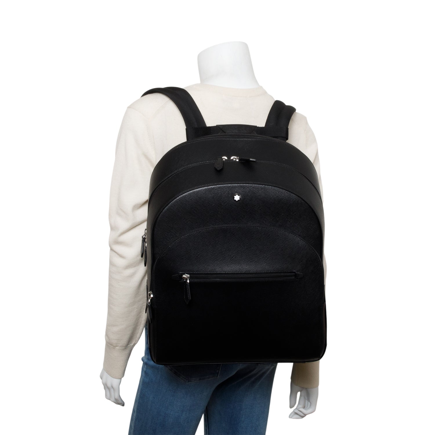 Montblanc Black Leather Medium 3 Compartments Sartorial Backpack