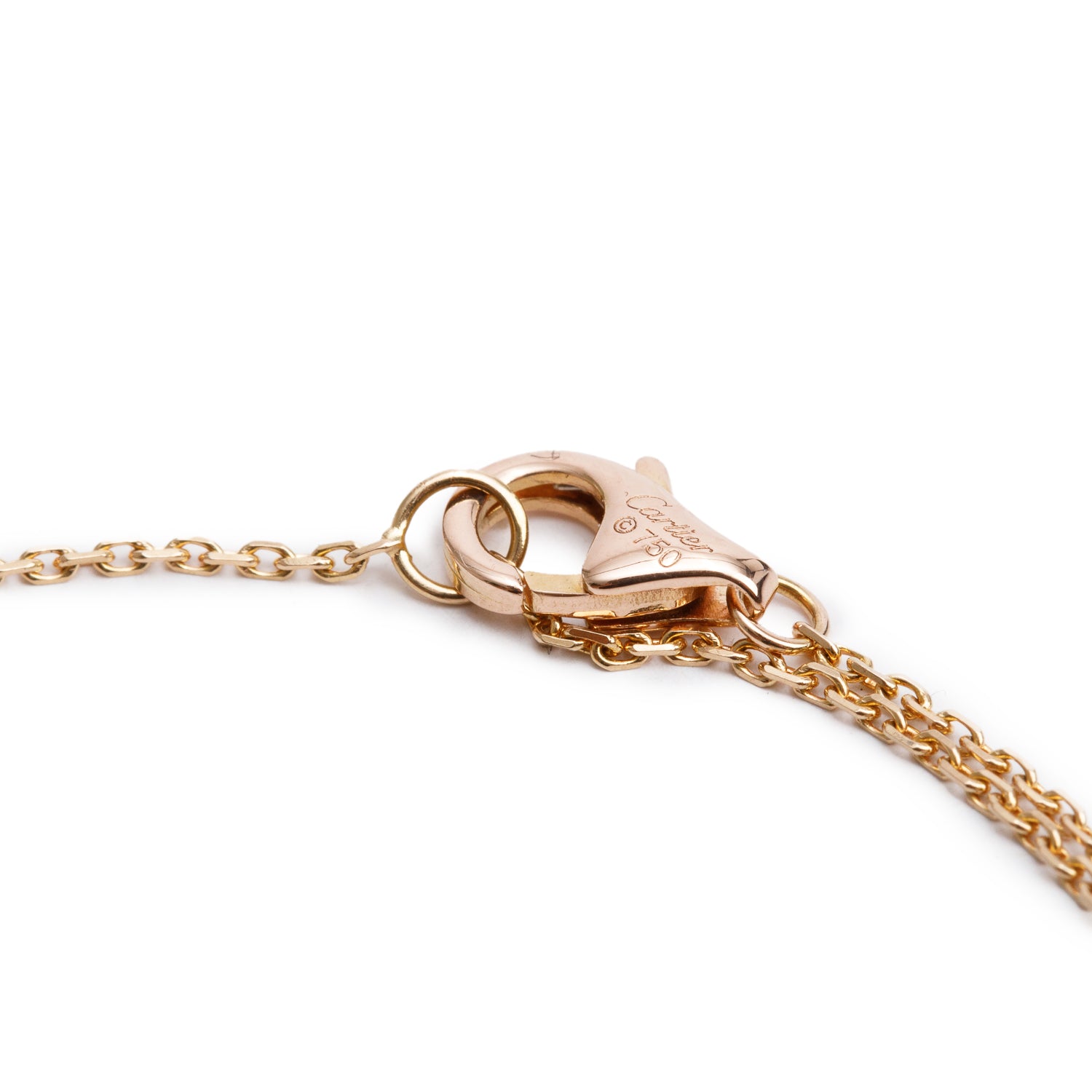 Cartier 18k White, Yellow & Rose Gold Trinity Bracelet on Chain w/ Box & Certificate