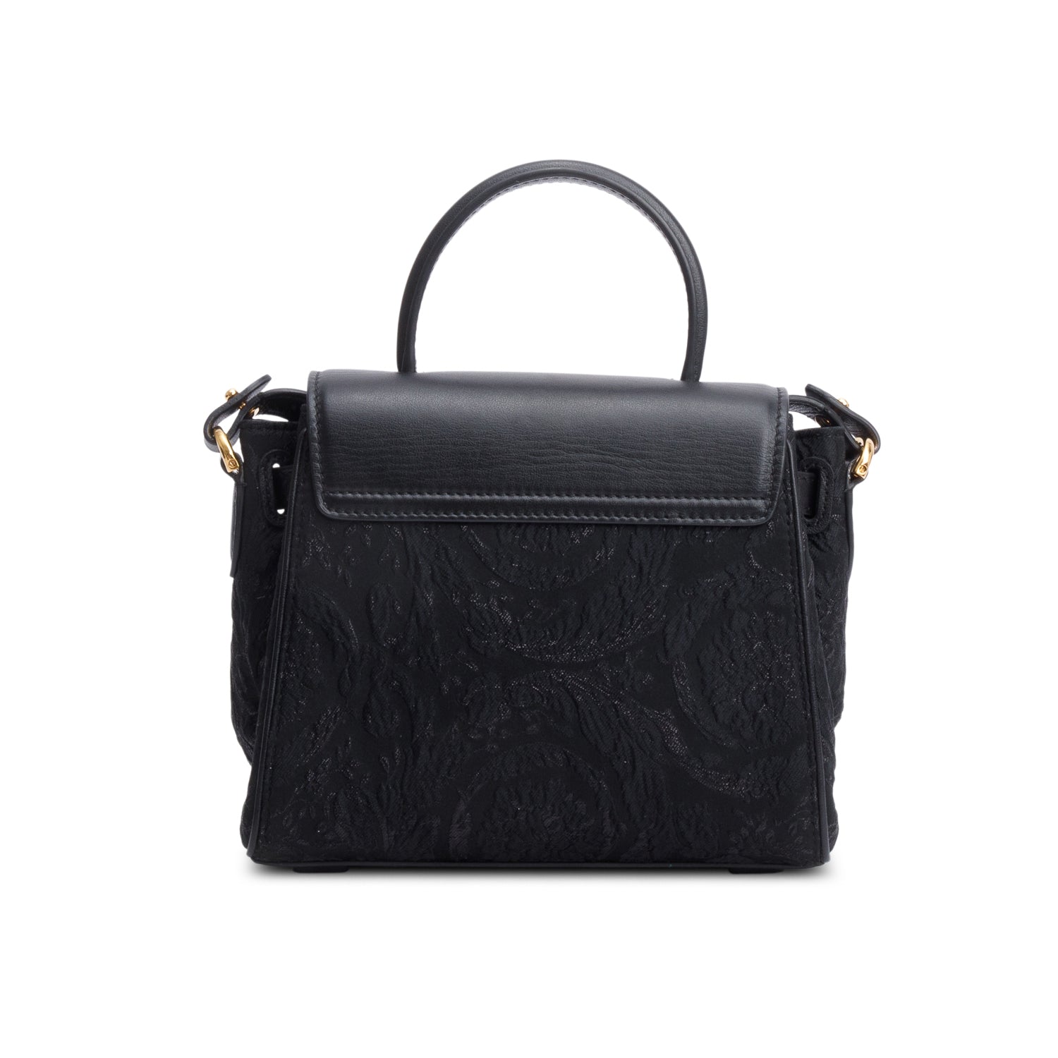 Versace Black Canvas/Leather La Medusa Mini Handle Bag w/ Strap & Box