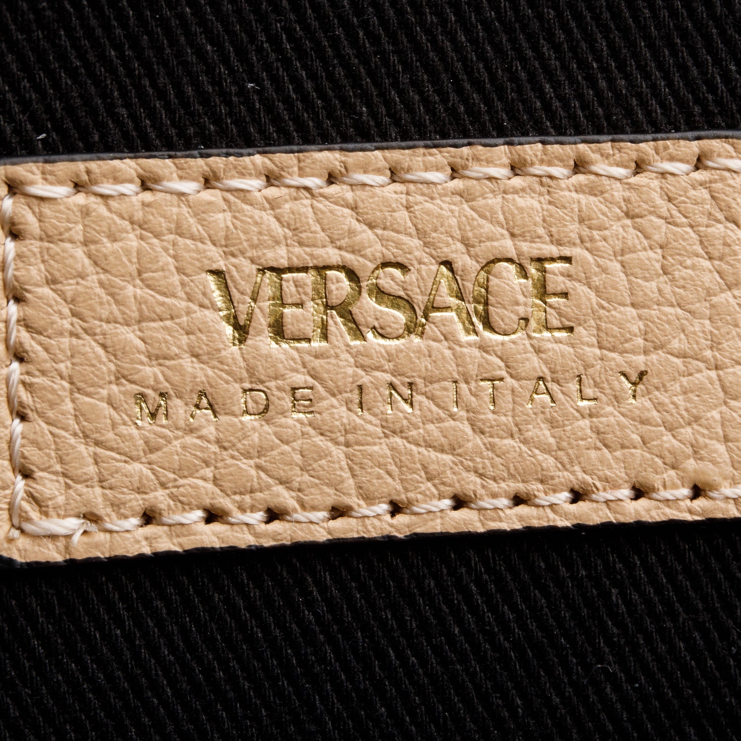 Versace Beige Leather Virtus Wallet On Chain