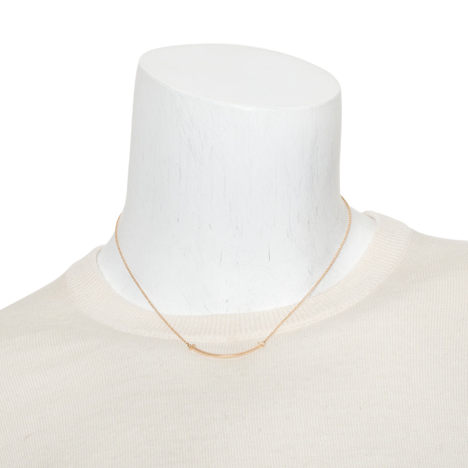 Tiffany & Co. 18k Rose Gold Small T Smile Pendant Necklace w/ Box