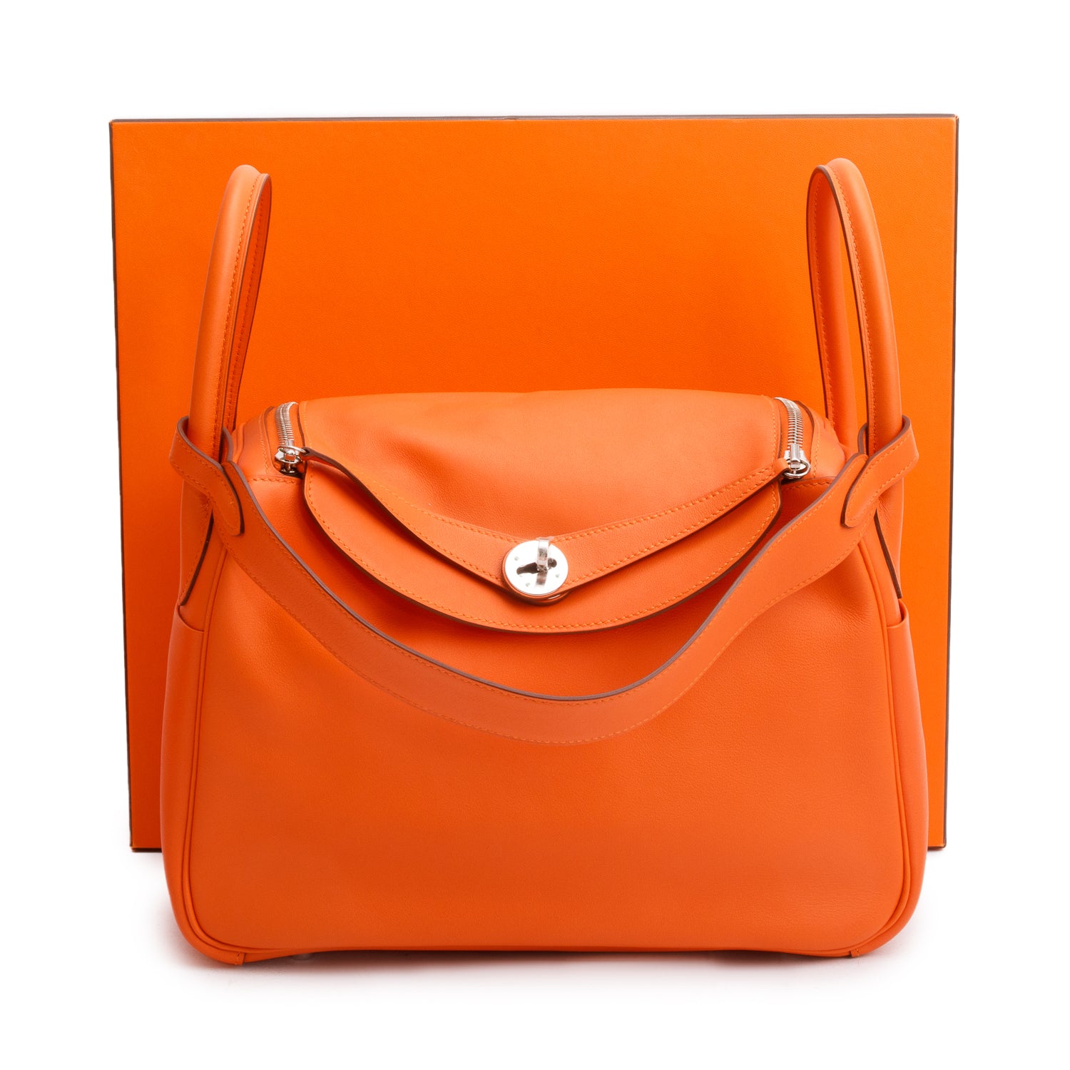 Hermes Orange Swift Verso Leather Lindy 30 w/ Box