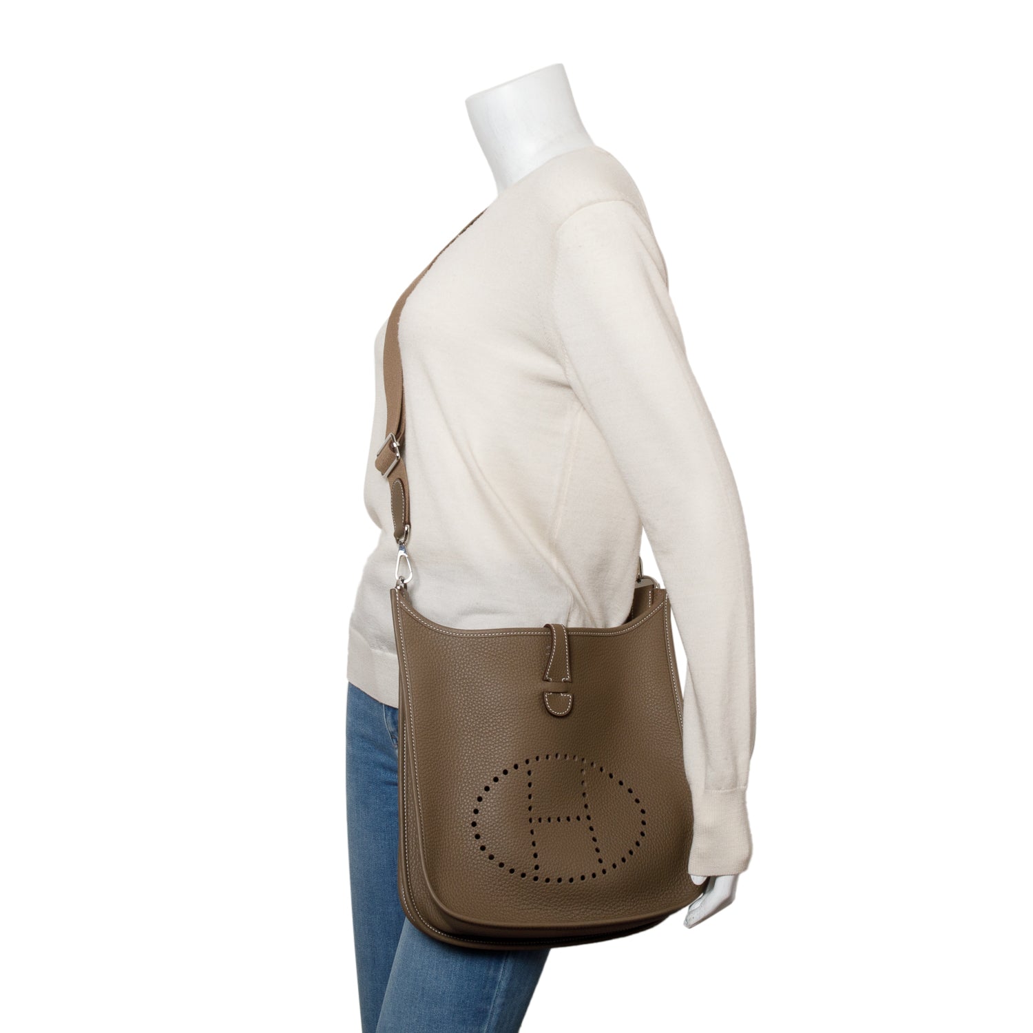 Hermes 2025 Etoupe Taurillon Clemence Evelyne III 29 Bag w/ Box