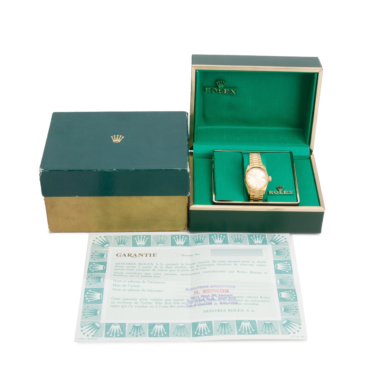 Rolex 18k Yellow Gold Lady-Datejust President 26 MM Watch 6917 w/ Box & Paper