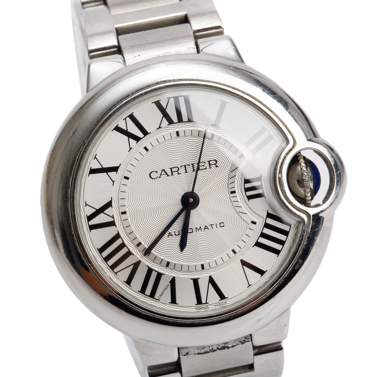 Cartier Stainless Steel Ballon Bleu de Cartier 33 MM Automatic Watch 3489 w/ Box & Papers