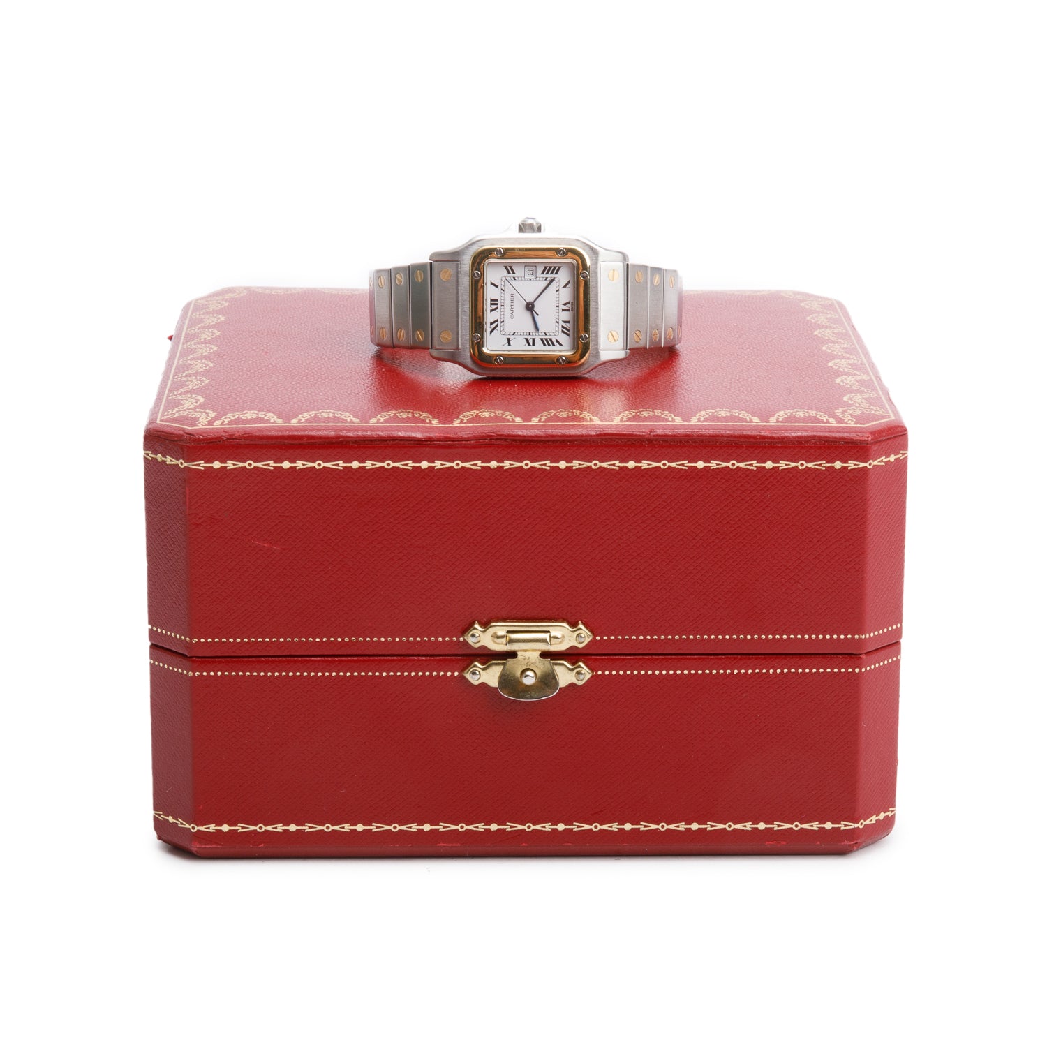 Cartier Stainless Steel & 18k Yellow Gold Santos De Cartier Galbee Automatic Watch, Medium Model 2961 w/ Box