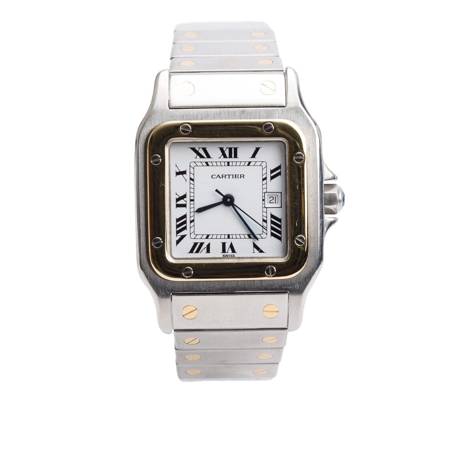 Cartier Stainless Steel & 18k Yellow Gold Santos De Cartier Galbee Automatic Watch, Medium Model 2961 w/ Box