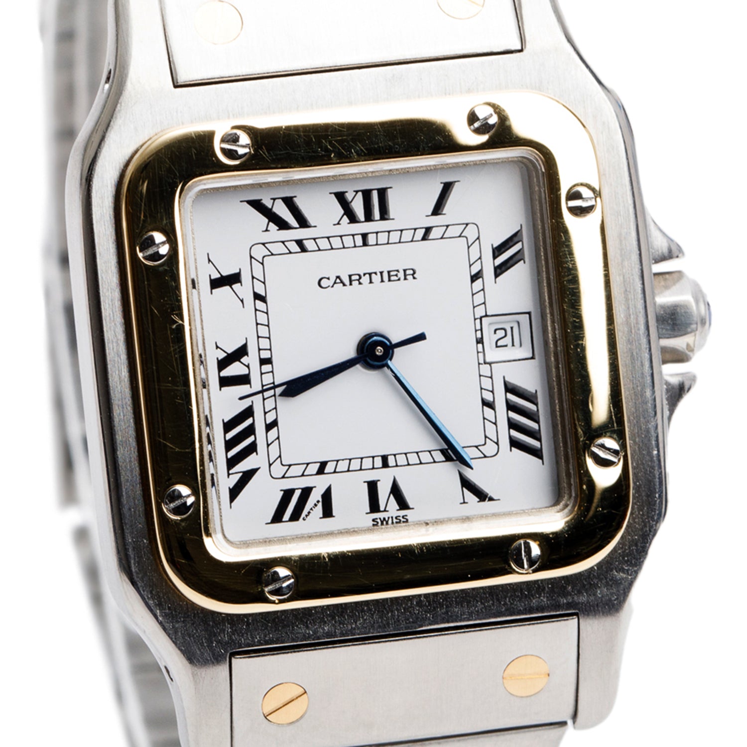Cartier Stainless Steel & 18k Yellow Gold Santos De Cartier Galbee Automatic Watch, Medium Model 2961 w/ Box
