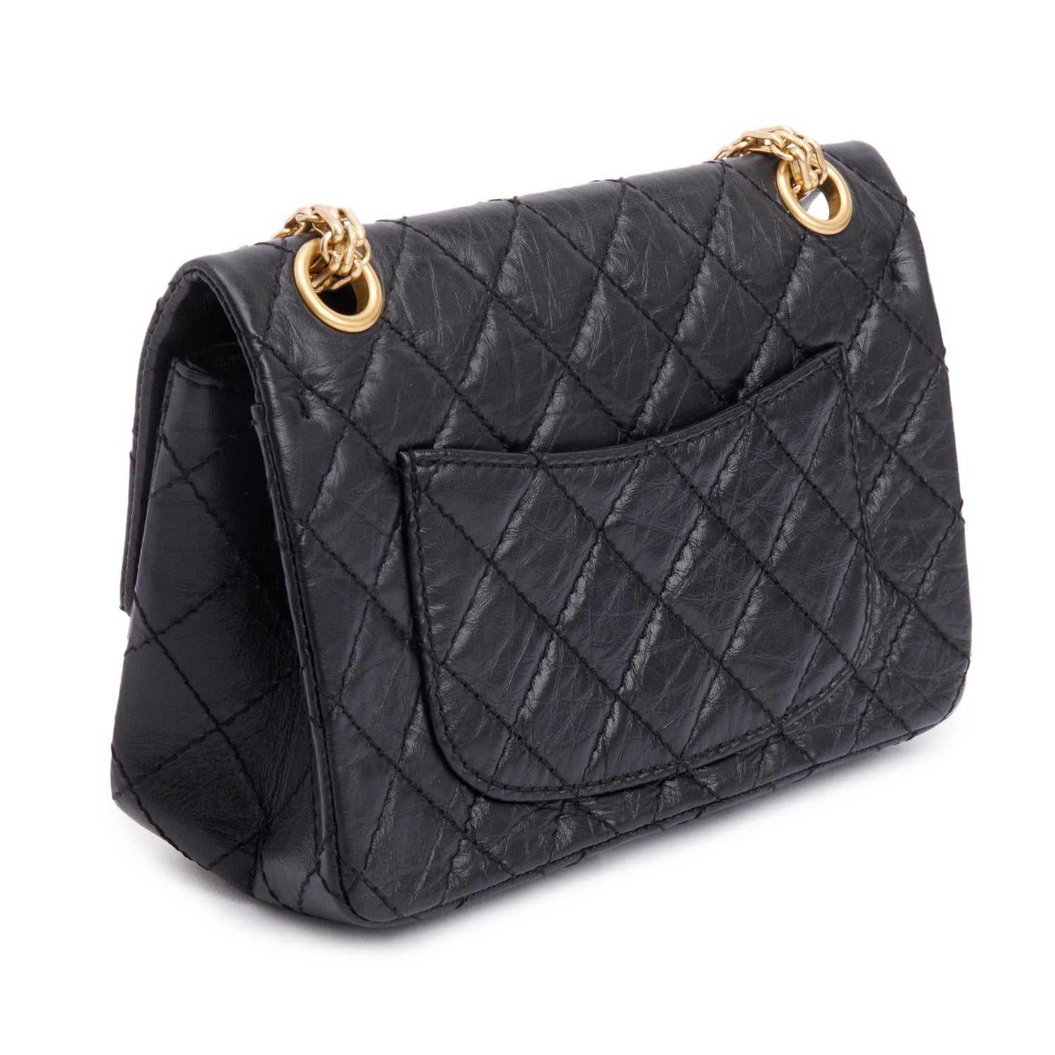 Chanel Black Quilted Aged Calfskin Leather Mini 2.55 Reissue Flap Bag w/ Box