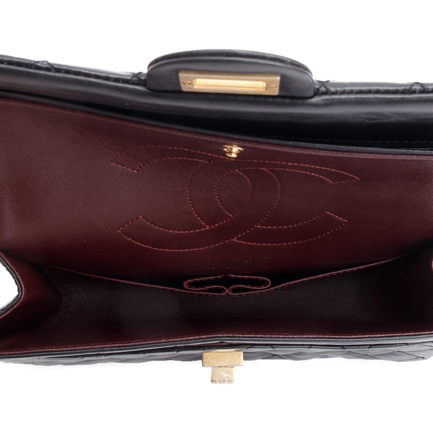 Chanel Black Aged Calfskin Leather 2.55 Reissue 225 Double Flap Bag w/ Box