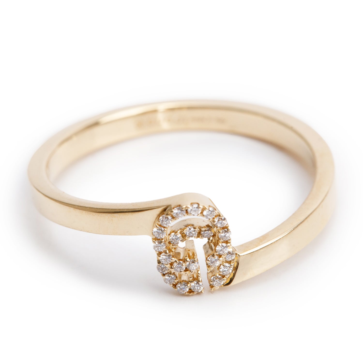 Gucci 18k Yellow Gold Diamond GG Running Ring, Size 14 6.75