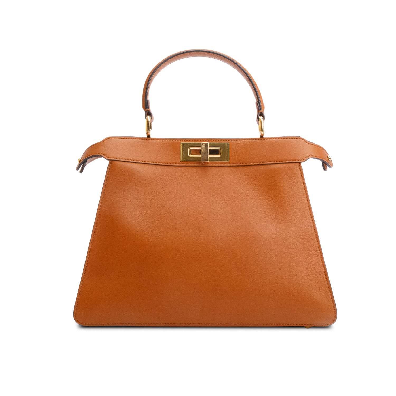 Fendi 2021 Brown Calfskin Leather Medium Peekaboo ISeeU Bag w/ Strap, Box & Receipt