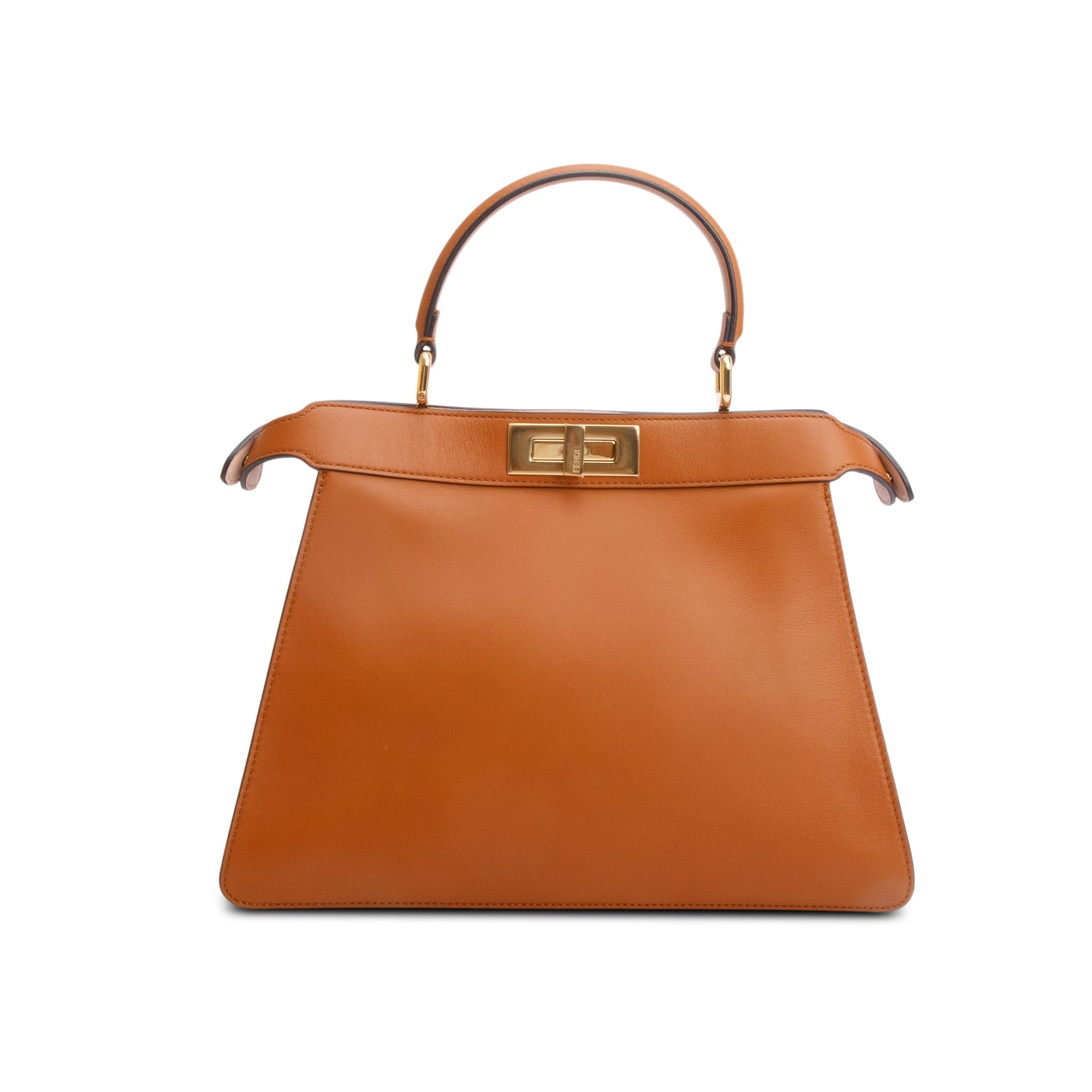 Fendi 2021 Brown Calfskin Leather Medium Peekaboo ISeeU Bag w/ Strap, Box & Receipt