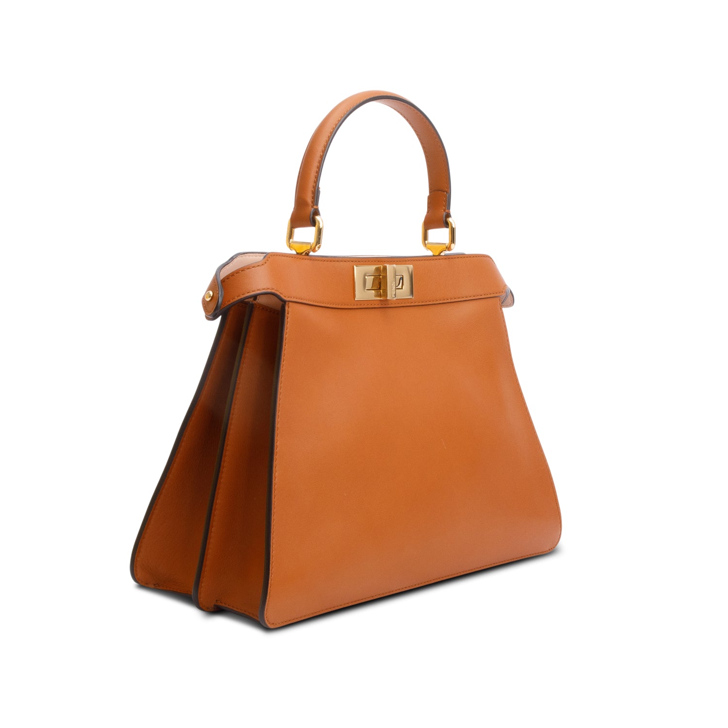 Fendi 2021 Brown Calfskin Leather Medium Peekaboo ISeeU Bag w/ Strap, Box & Receipt