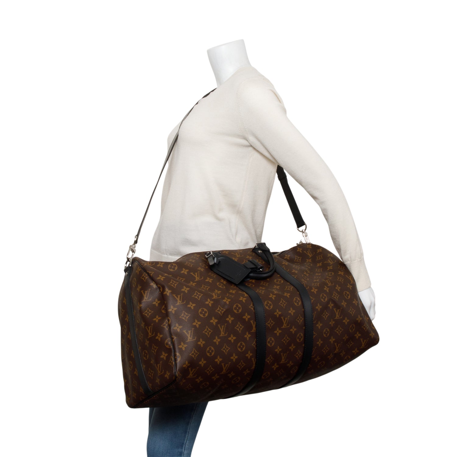 Louis Vuitton Monogram Macassar Keepall Bandouliere 55 w/ Strap