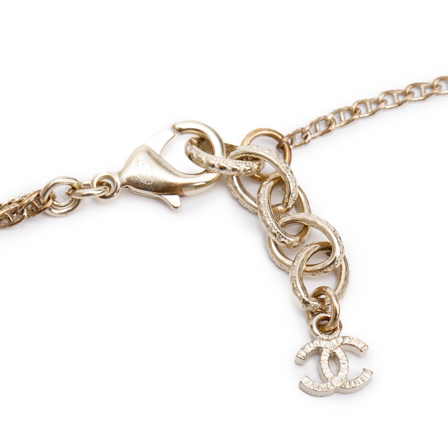 Chanel Gold-Plated Aquamarine & Quartz Bead, Faux Pearl & CC Station Necklace