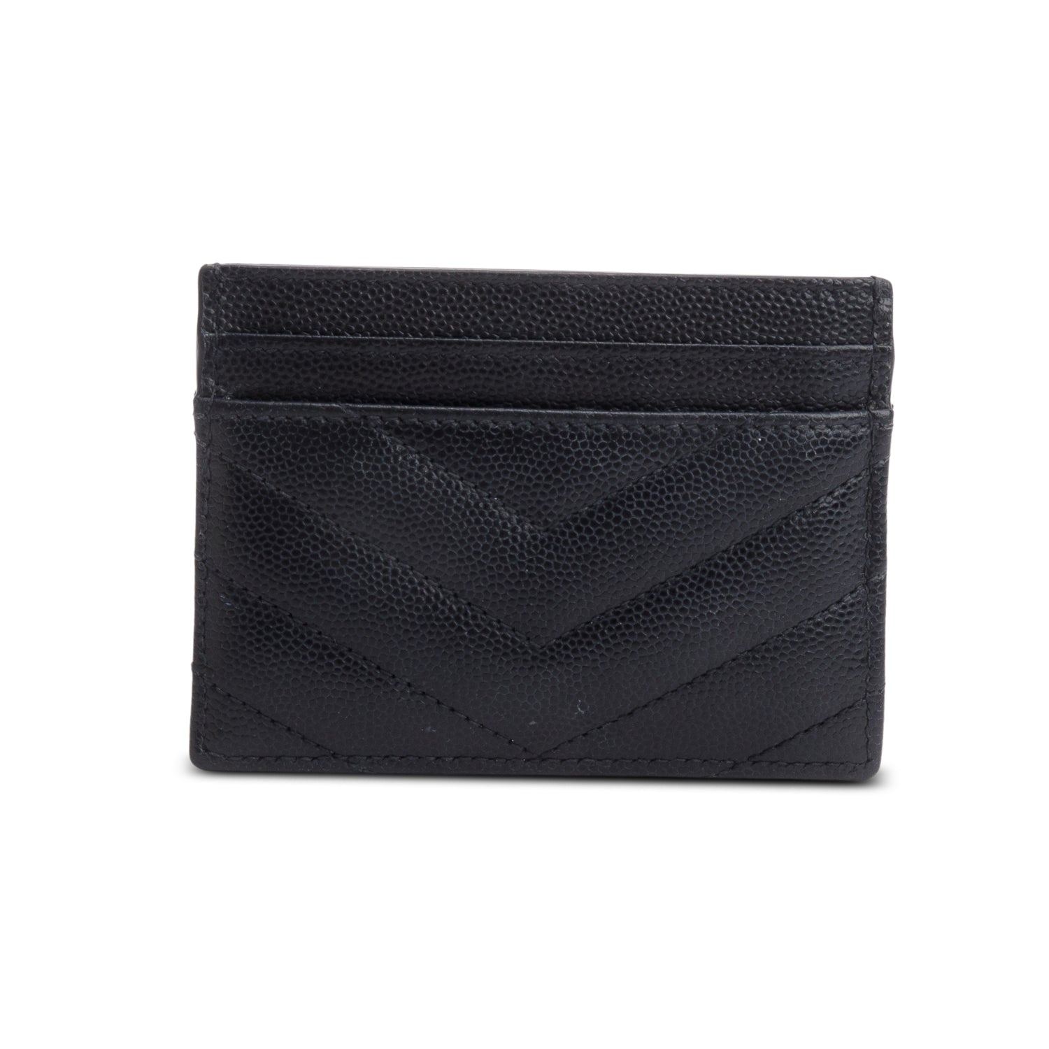 Saint Laurent 2020 Black Grain de Poudre Matelasse Chevron Leather Cassandre Card Case