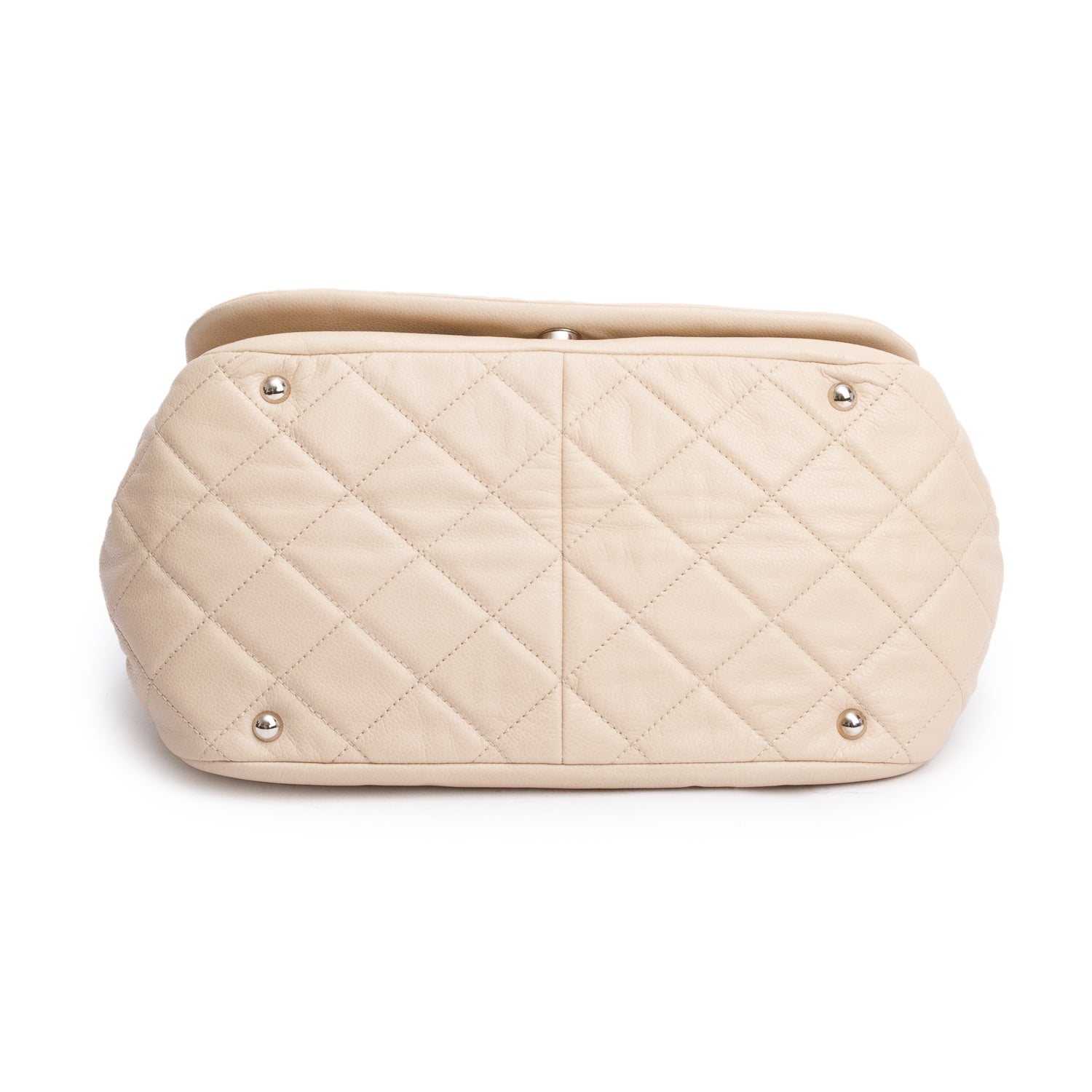 Chanel White Caviar Leather CC Timeless Accordion Flap Bag w/ Authenticity Card