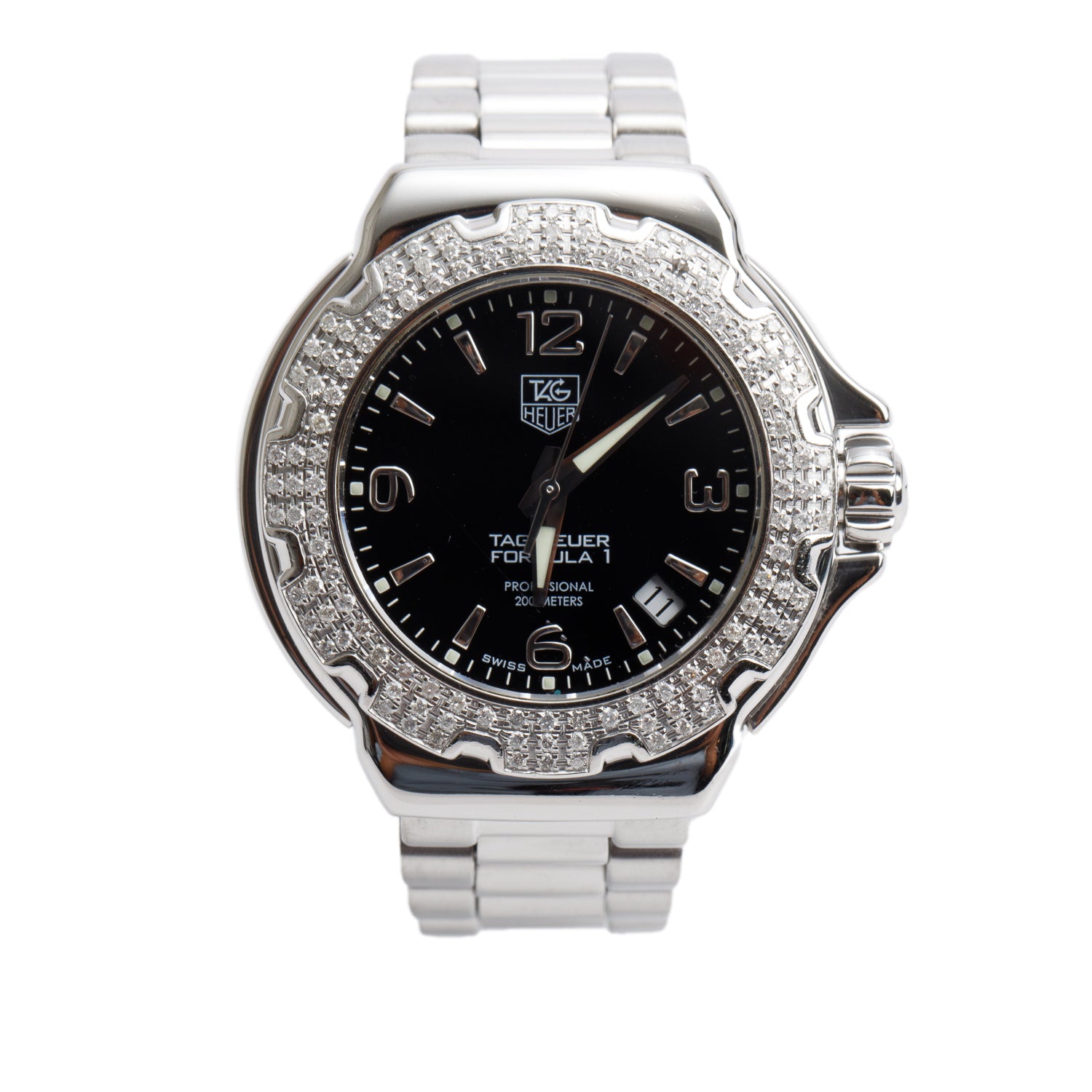 Tag Heuer Stainless Steel Formula 1 Diamond Bezel 37 MM Quartz Watch WAC1214-0