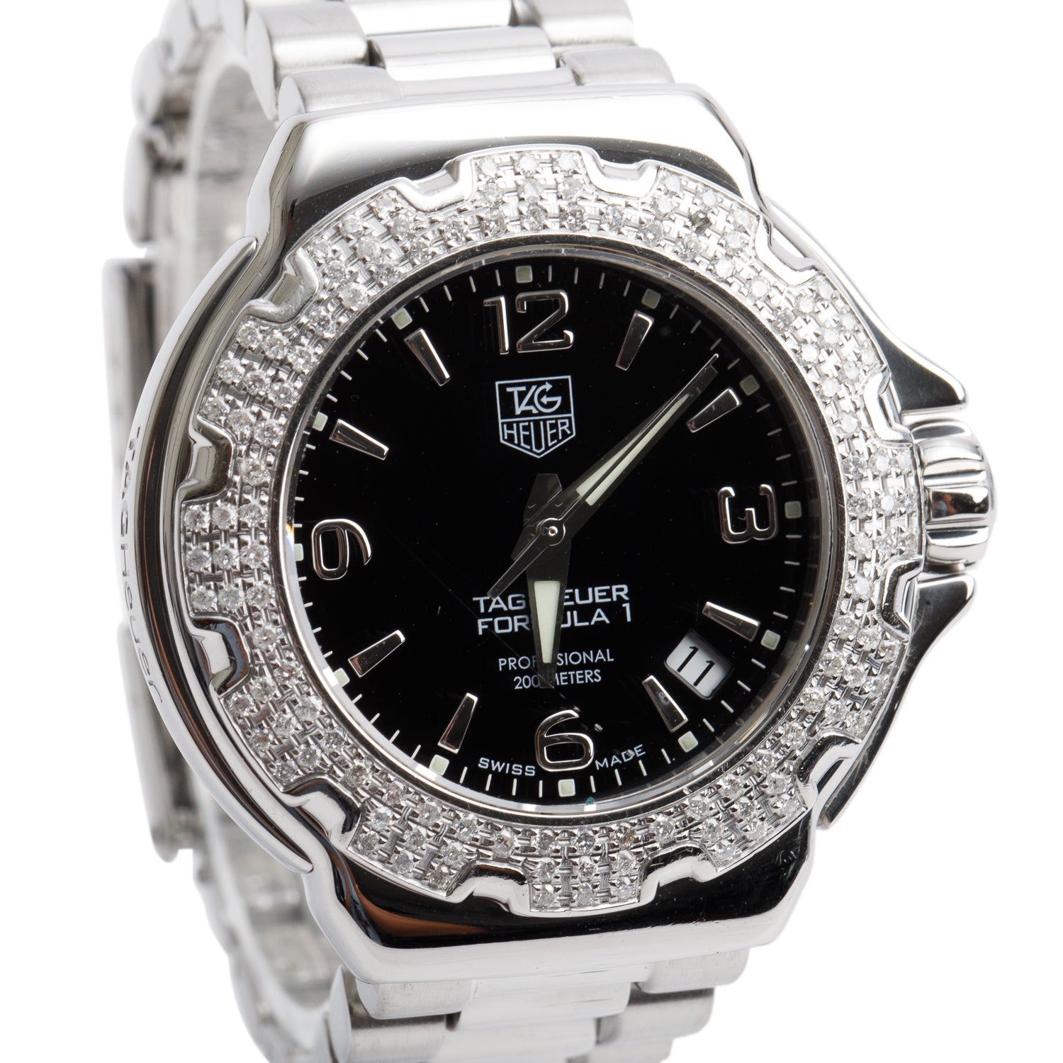 Tag Heuer Stainless Steel Formula 1 Diamond Bezel 37 MM Quartz Watch WAC1214-0