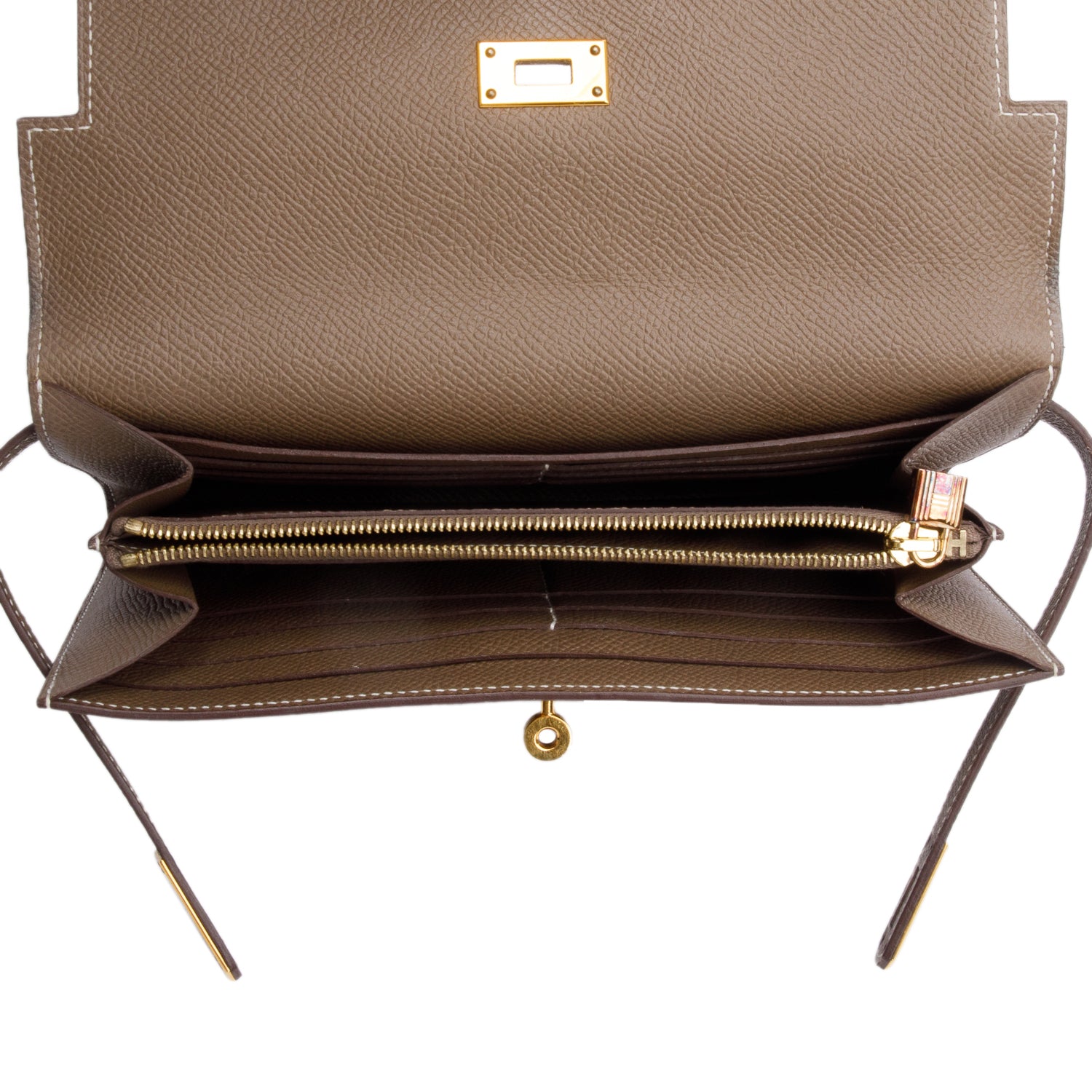 Hermes Etoupe Epsom Leather Classic Kelly Longue Wallet