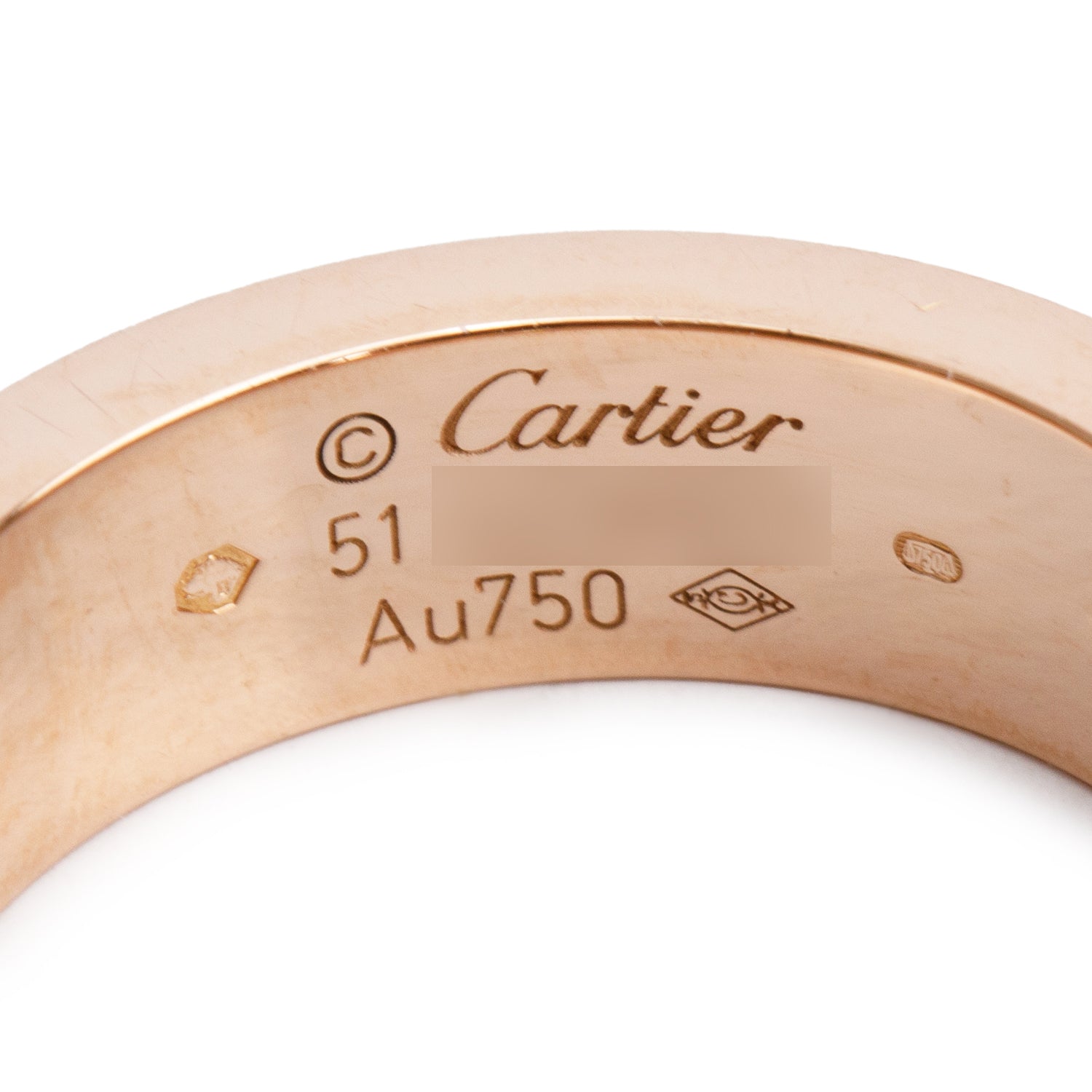 Cartier 18k Rose Gold 3 Diamond Love Ring, Size 51 5.75 w/ Box & Certificate