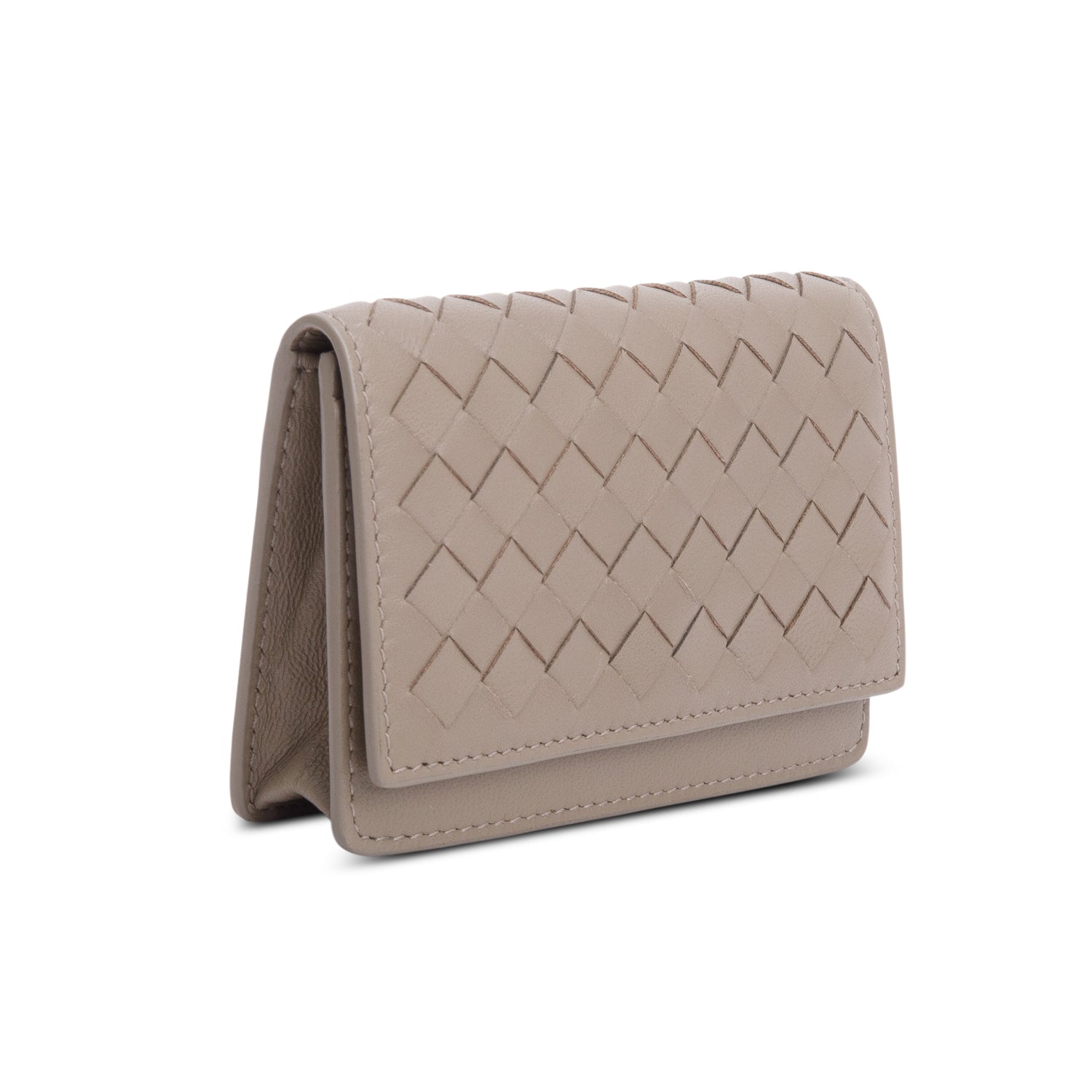 Bottega Veneta Grey Intrecciato Nappa Flap Card Case