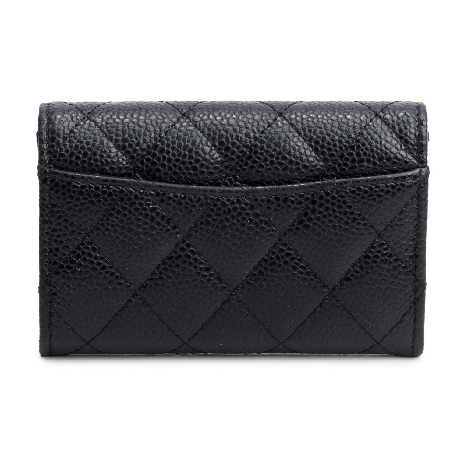 Chanel 2021 Black Quilted Caviar Leather Classic Flap Card Holder w/ Box & Authenticity Card