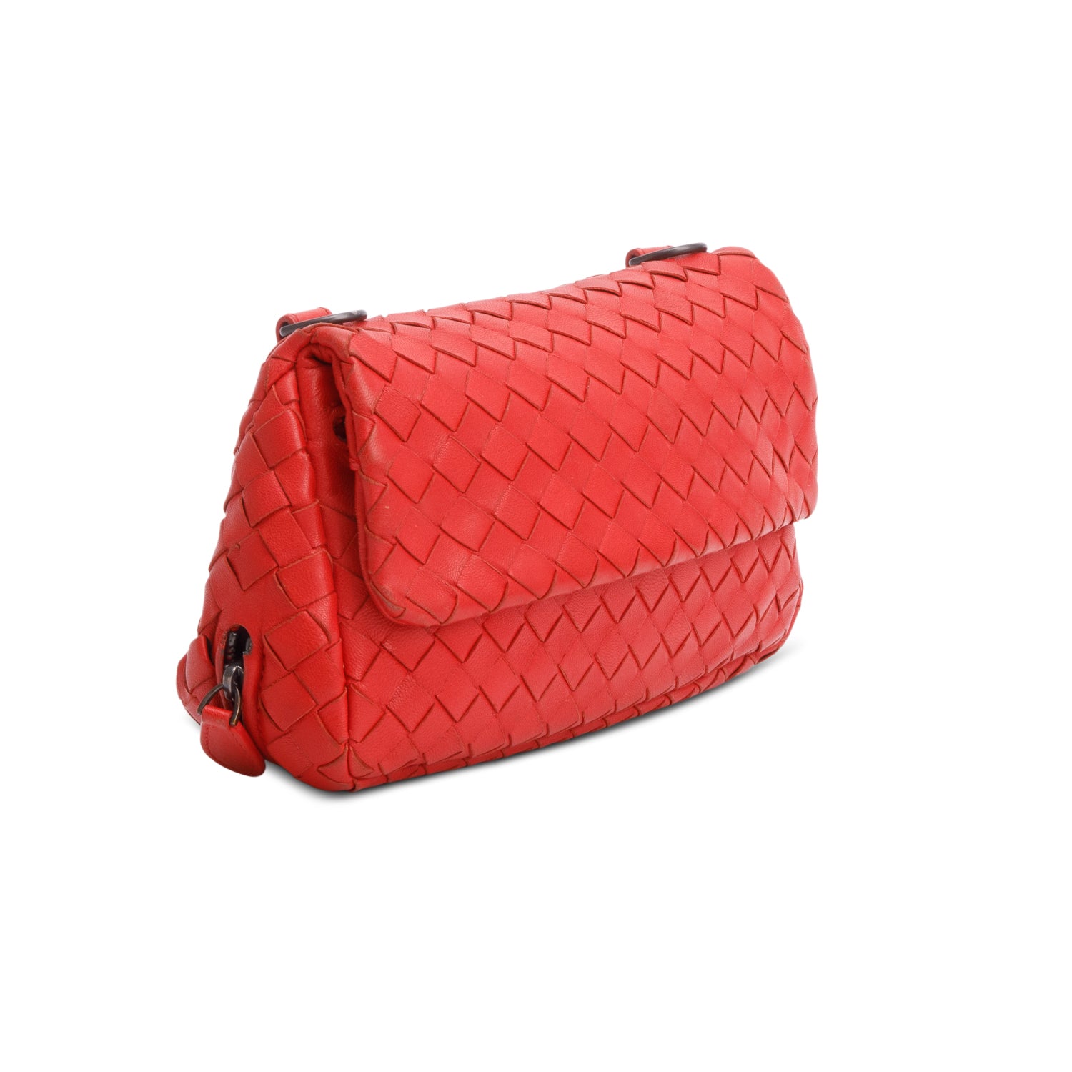Bottega Veneta Red Intrecciato Small Chain Messenger Bag
