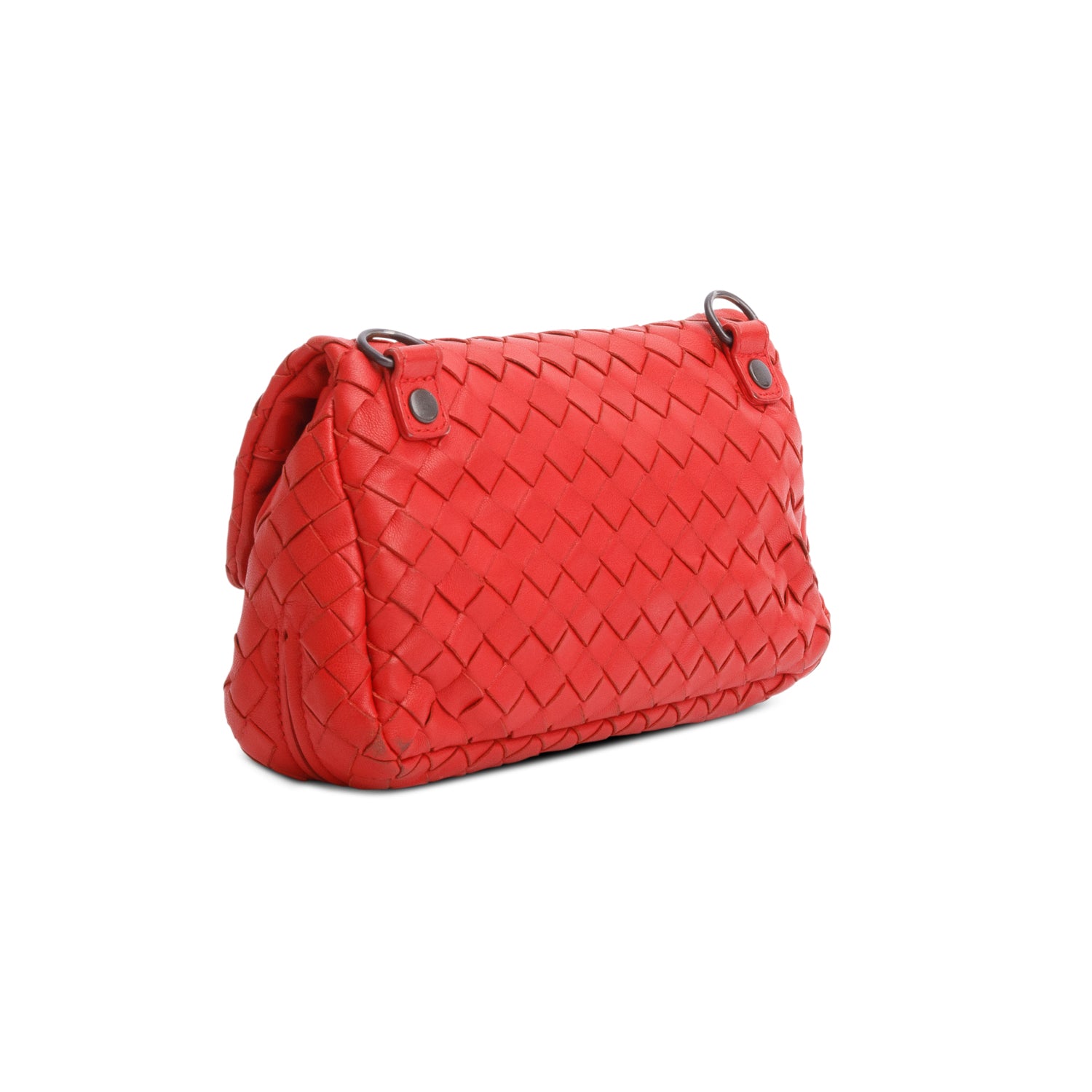 Bottega Veneta Red Intrecciato Small Chain Messenger Bag