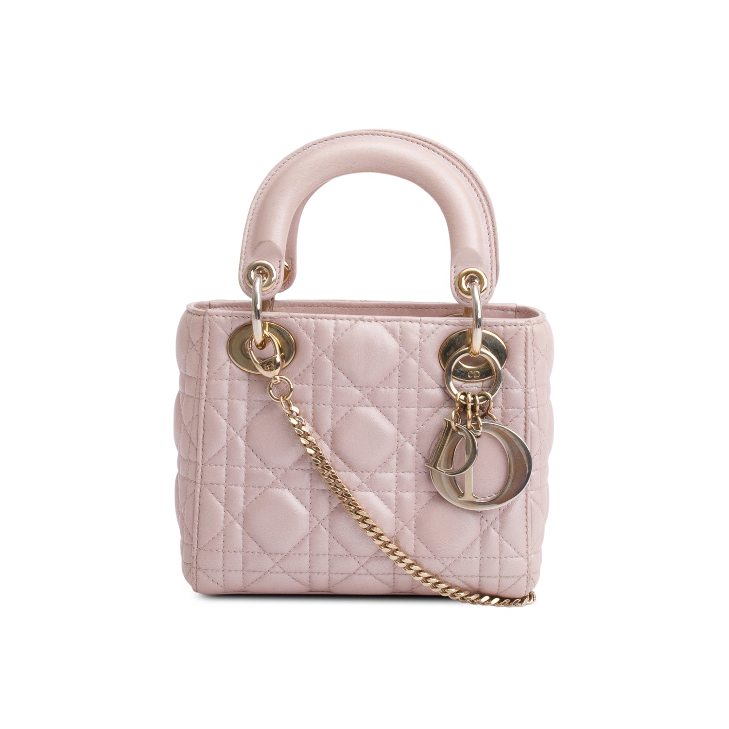 Christian Dior Pink Cannage Leather Mini Lady Dior Bag w/ Box