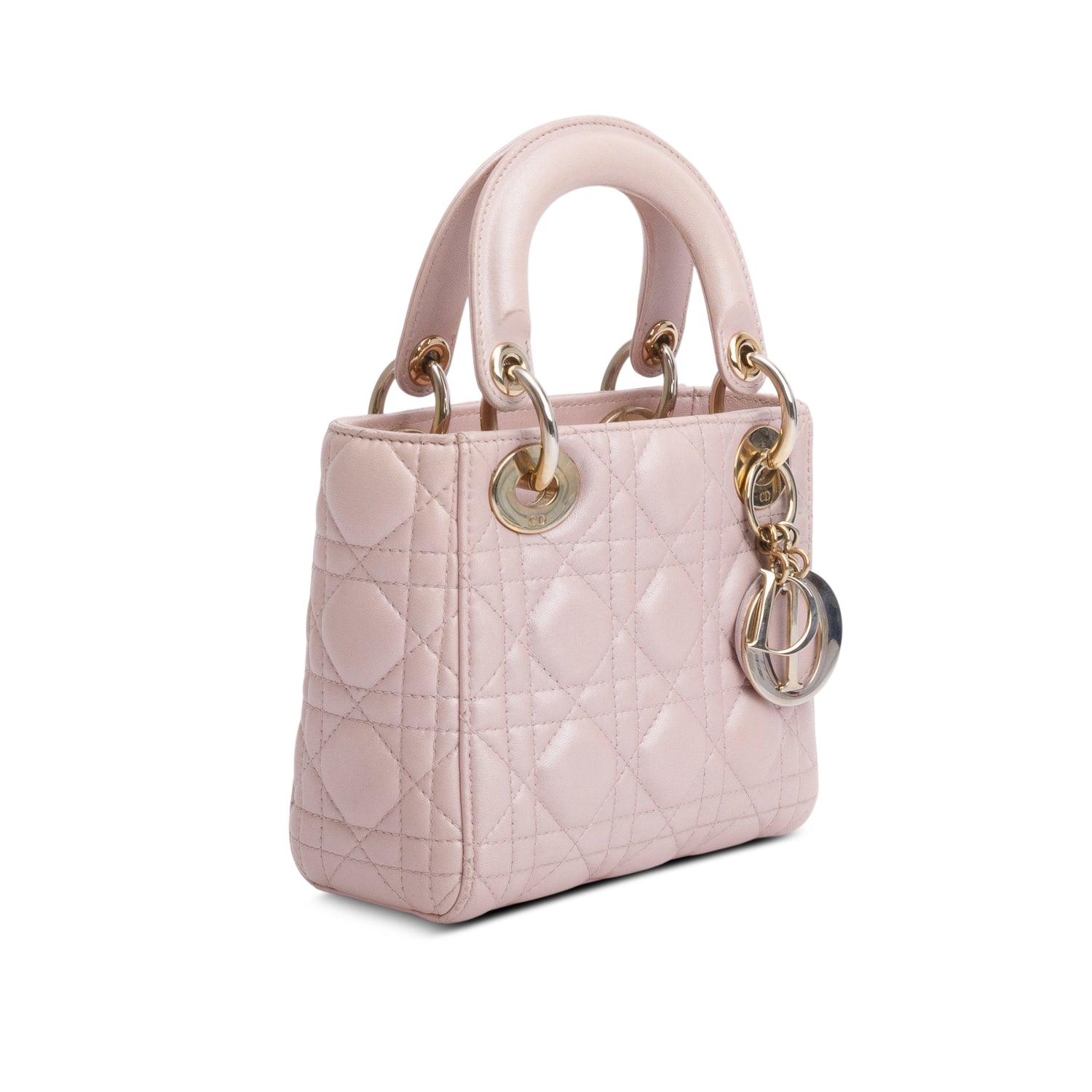 Christian Dior Pink Cannage Leather Mini Lady Dior Bag w/ Box