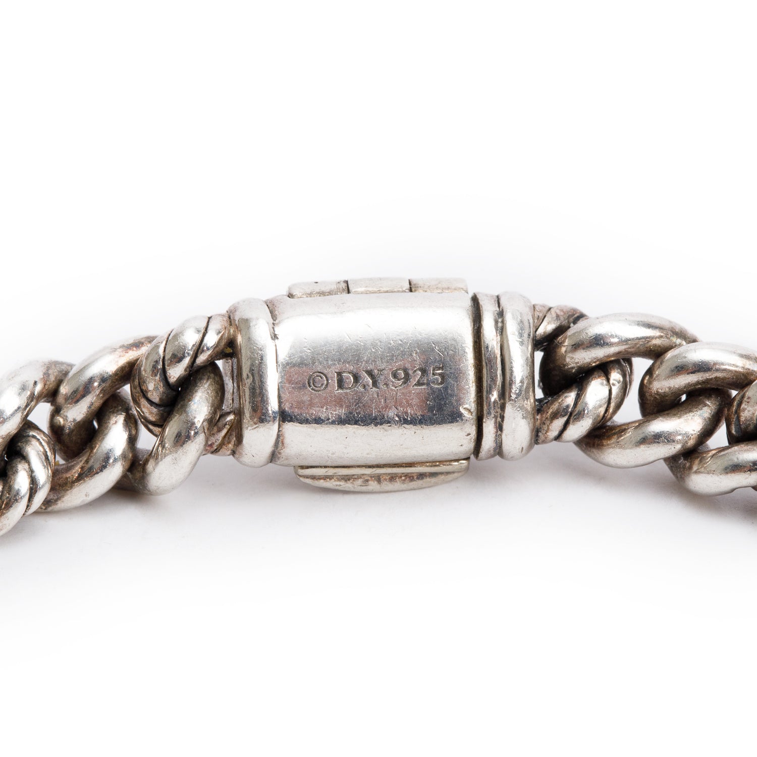 David Yurman Sterling Silver Pave Diamond Curb Link 'Love' ID Bracelet