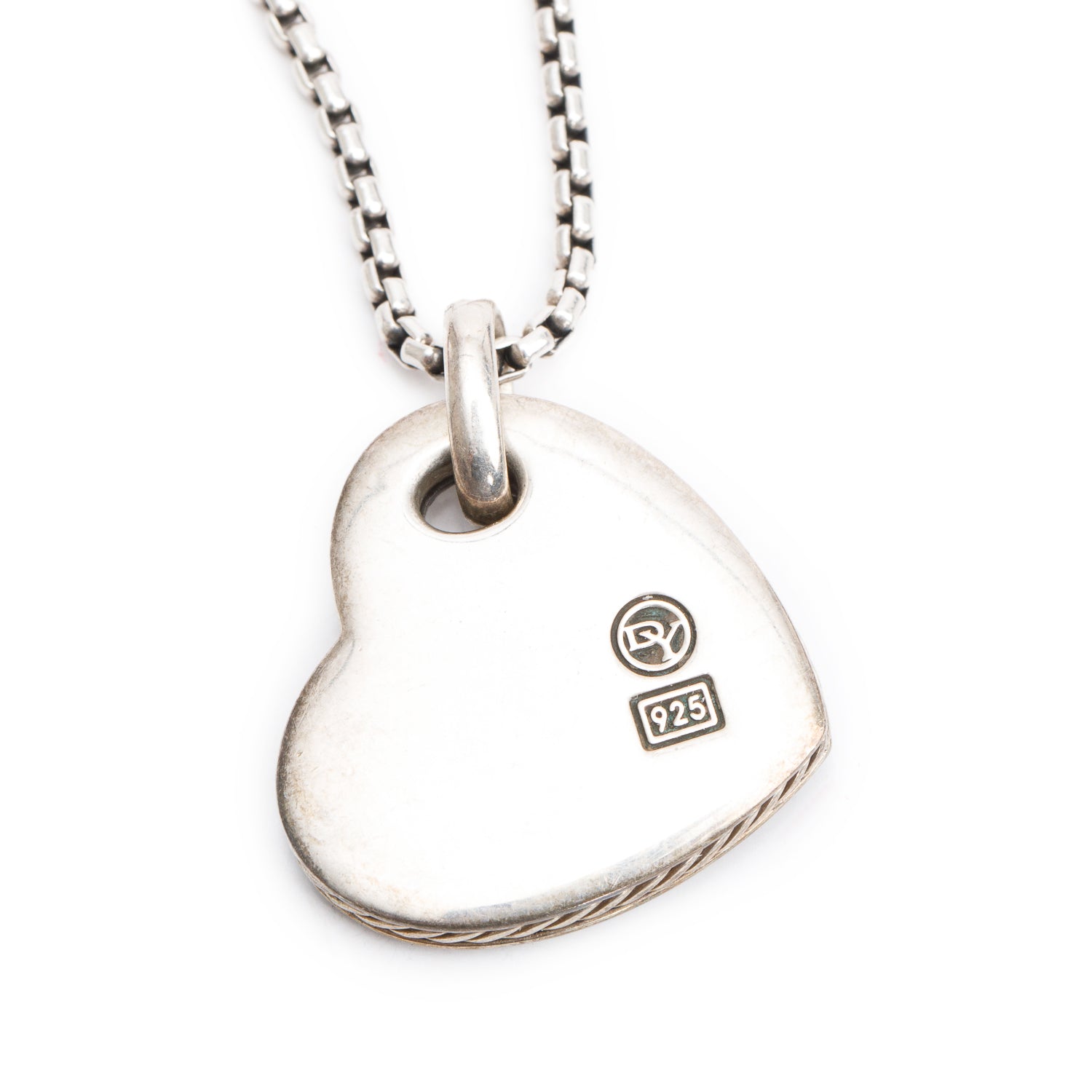 David Yurman Sterling Silver Onyx & Diamond Cable Heart Pendant Necklace