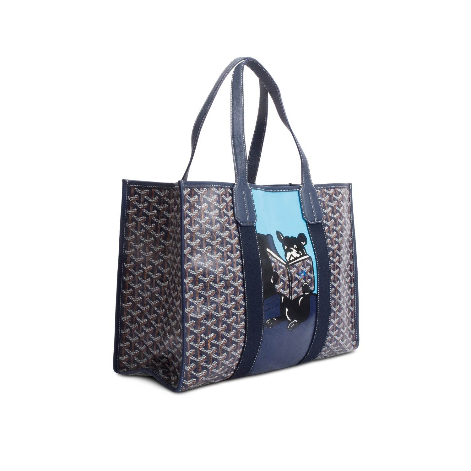 Goyard 2022 Navy Monogram Canvas Leather Trim Vilette Tote MM