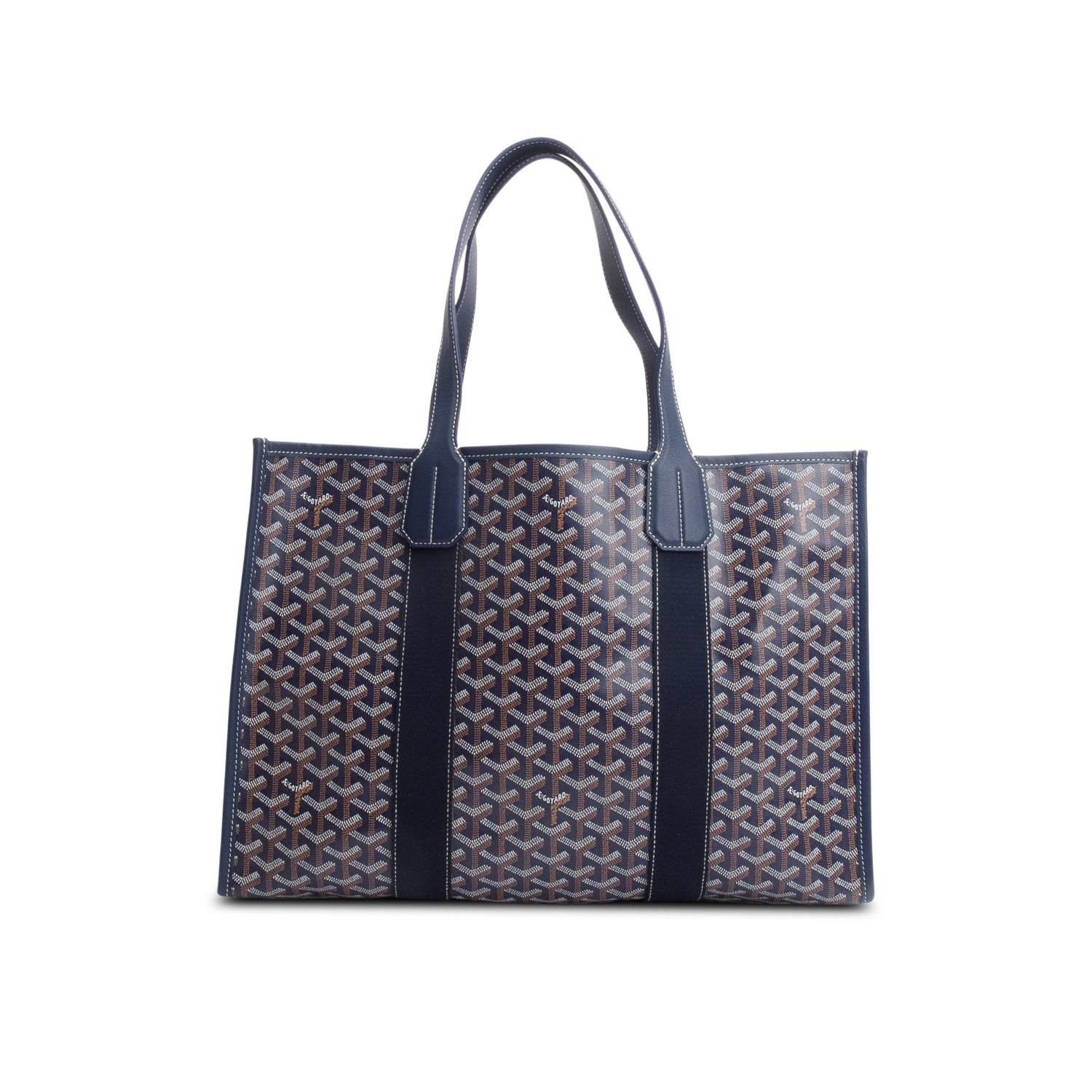 Goyard 2022 Navy Monogram Canvas Leather Trim Vilette Tote MM