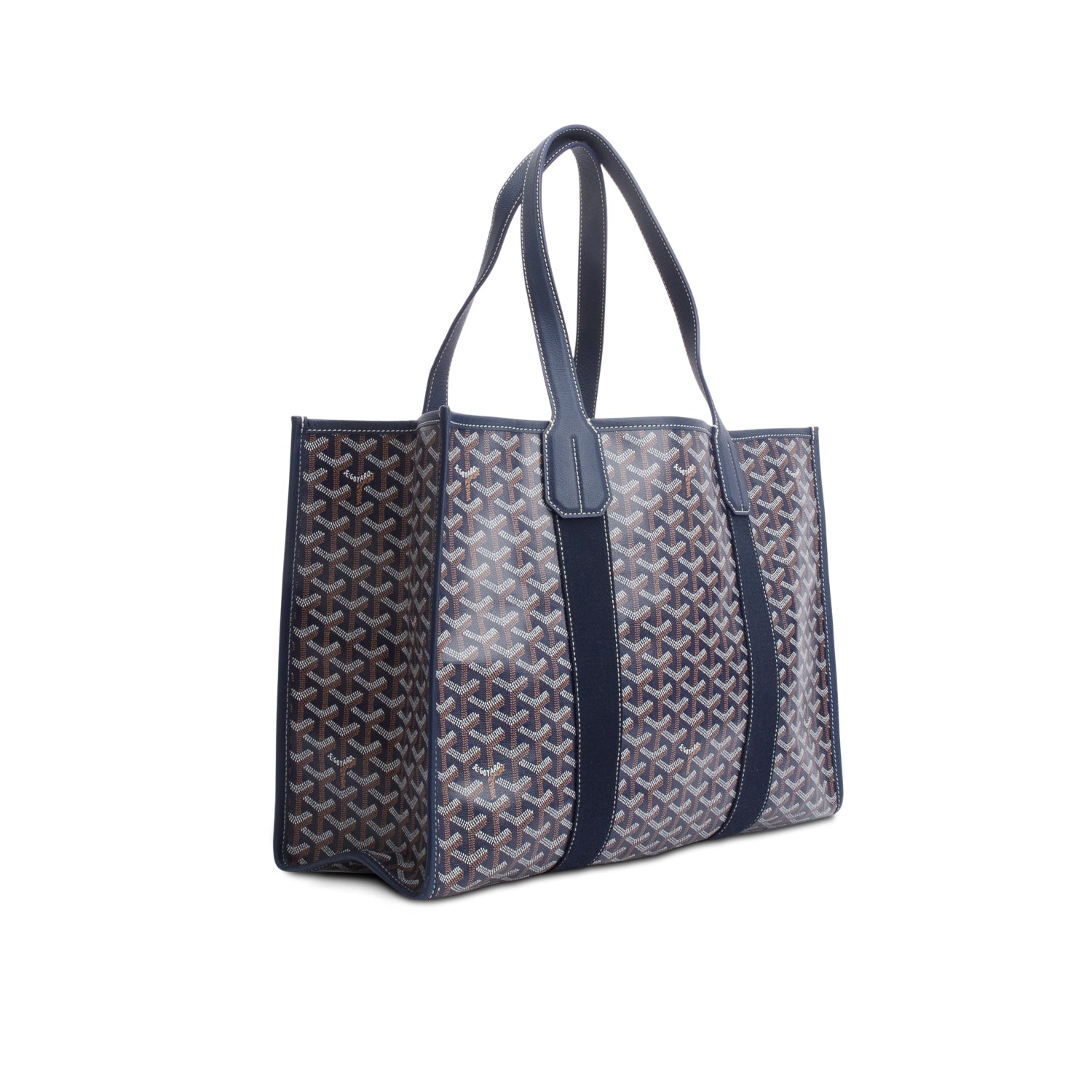 Goyard 2022 Navy Monogram Canvas Leather Trim Vilette Tote MM