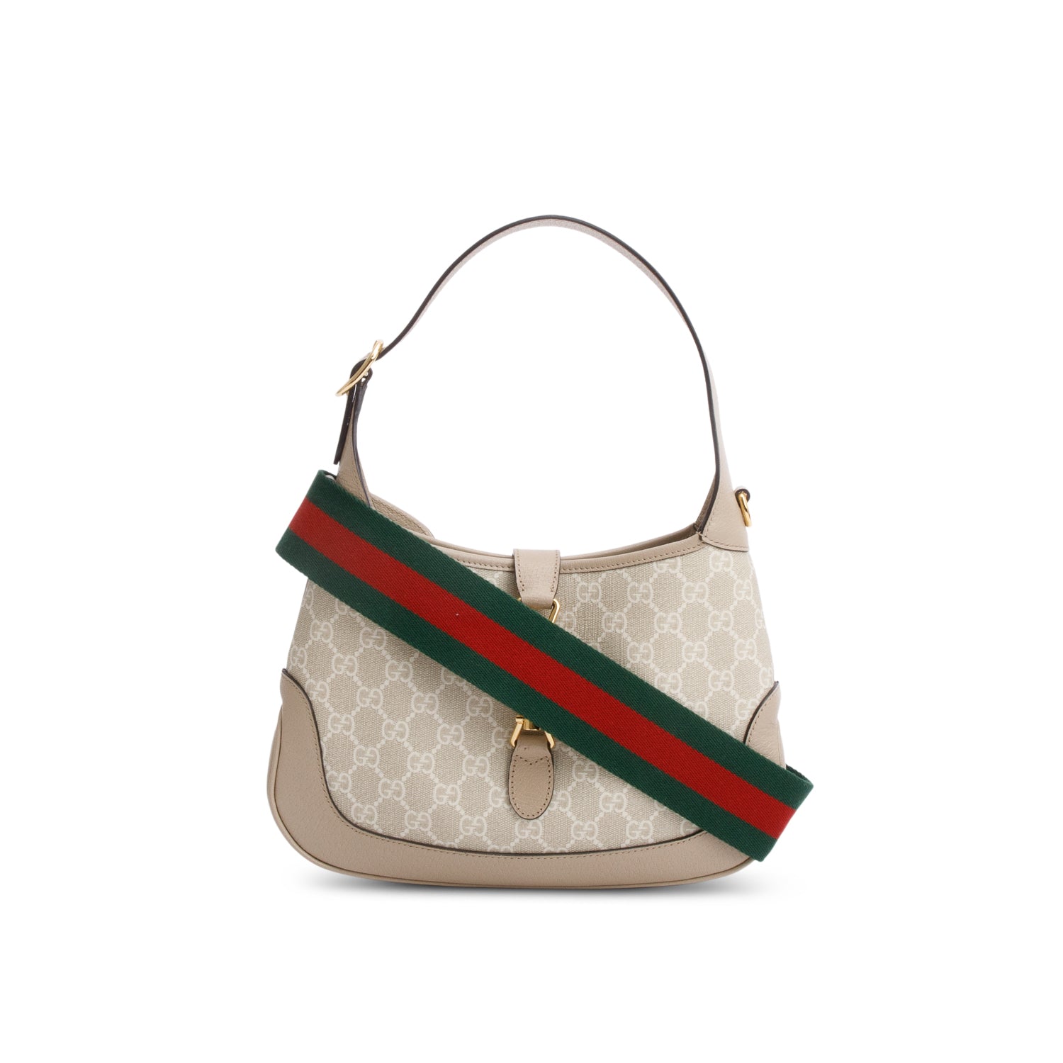 Gucci Neutral GG Supreme Monogram Canvas & Calfskin Leather Small Jackie 1961 Hobo w/ Straps