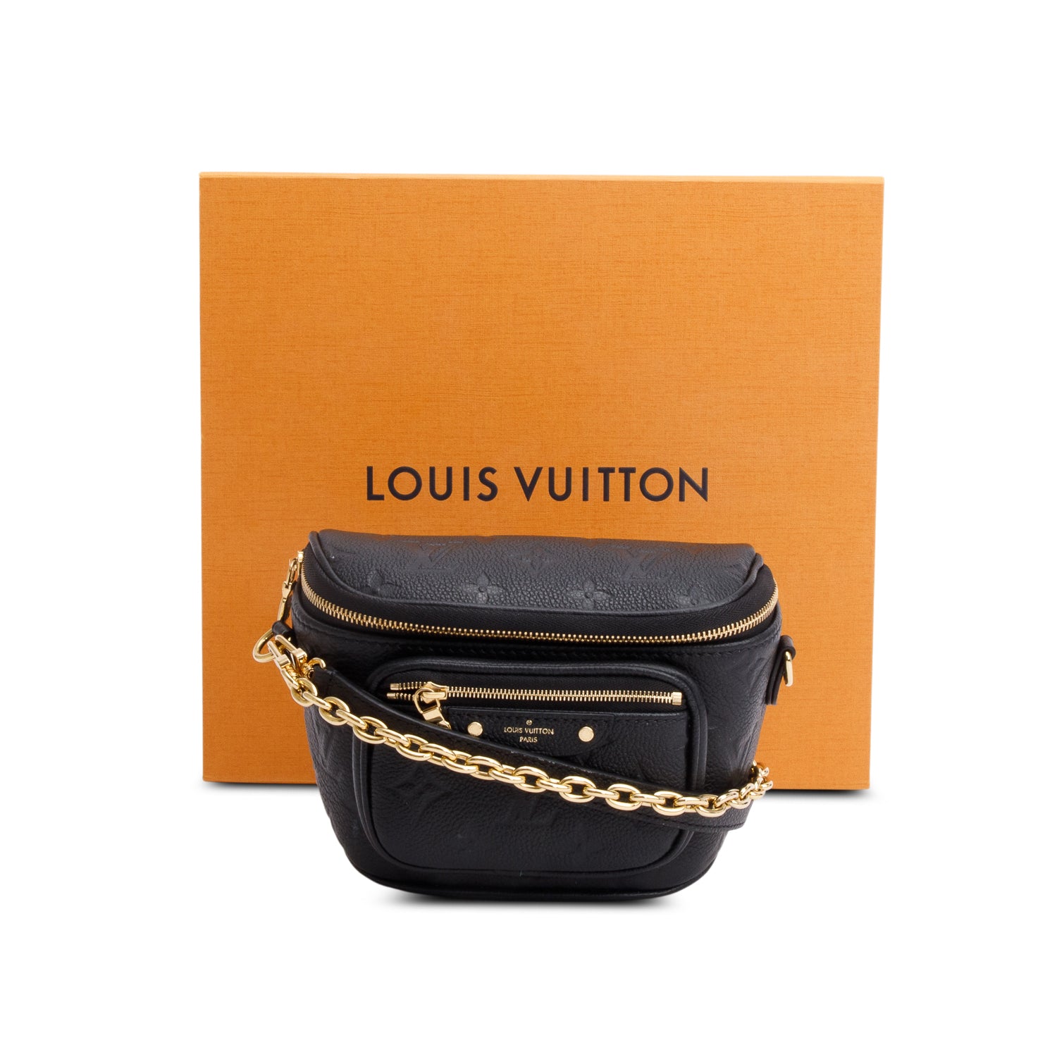 Louis Vuitton Black Monogram Empreint Leather Mini Bumbag w/ Straps & Box