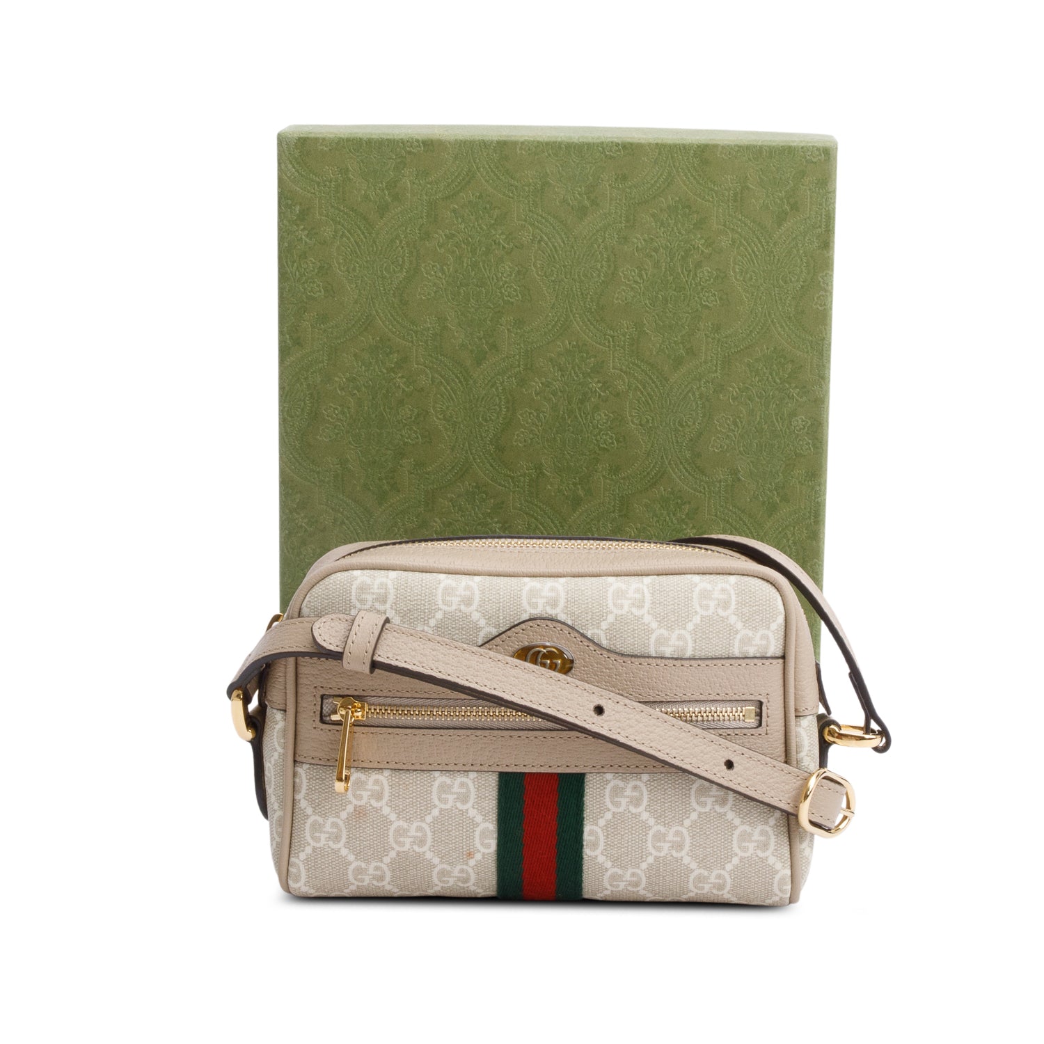 Gucci GG Supreme Web Mini Ophidia Crossbody Bag w/ Box