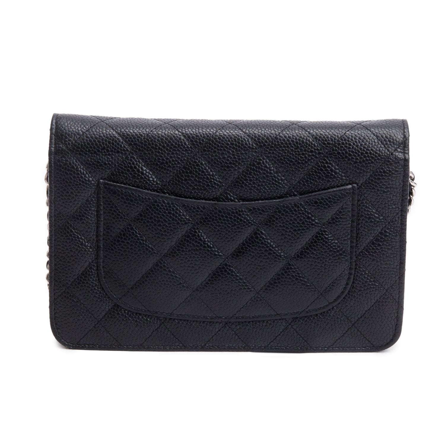 Chanel Black Quilted Caviar Leather Classic Wallet on Chain w/ Box, Receipt & Authenticity Card