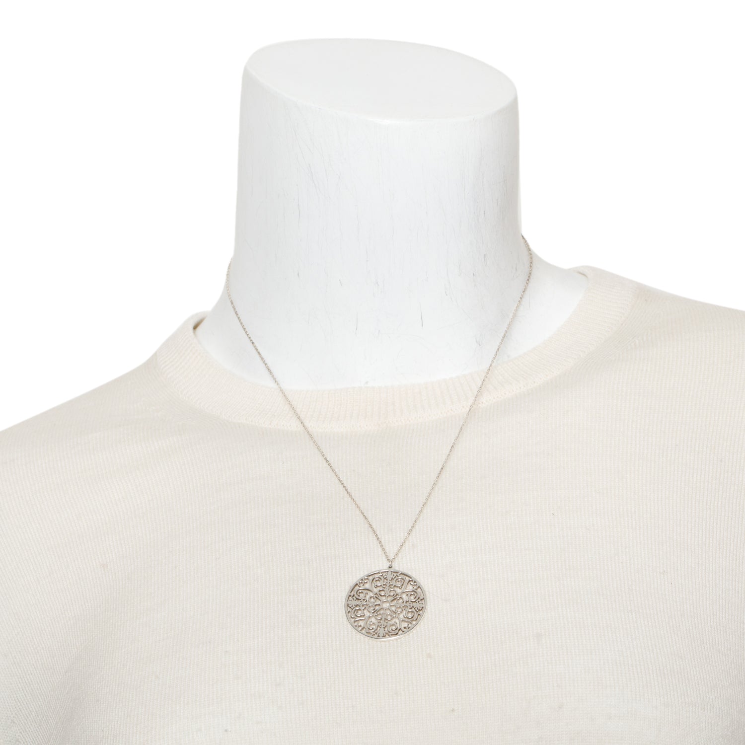 Tiffany & Co. Sterling Silver Enchant Round Filigree Pendant Necklace