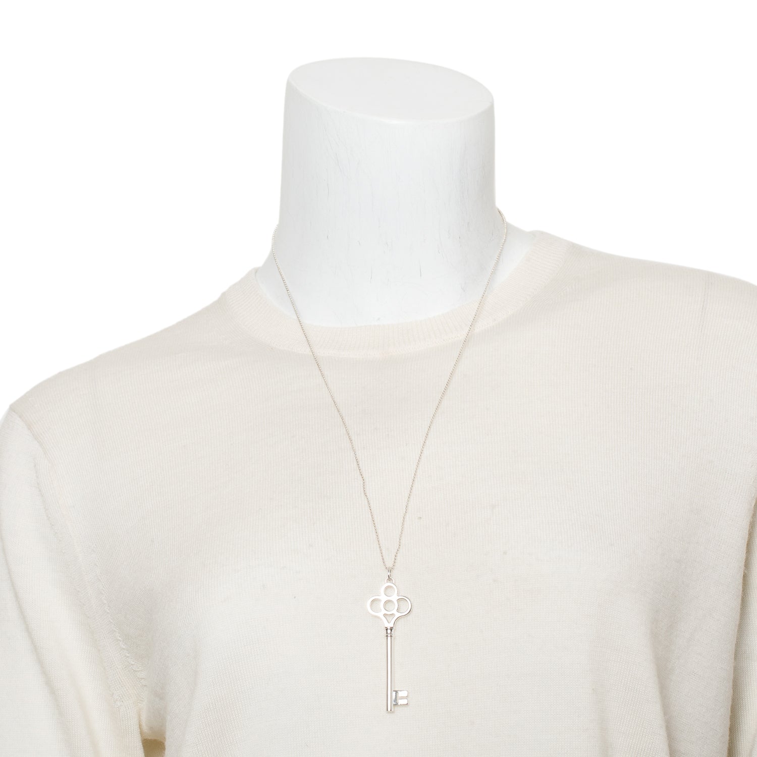 Tiffany & Co. Sterling Silver Large Crown Key Pendant Necklace