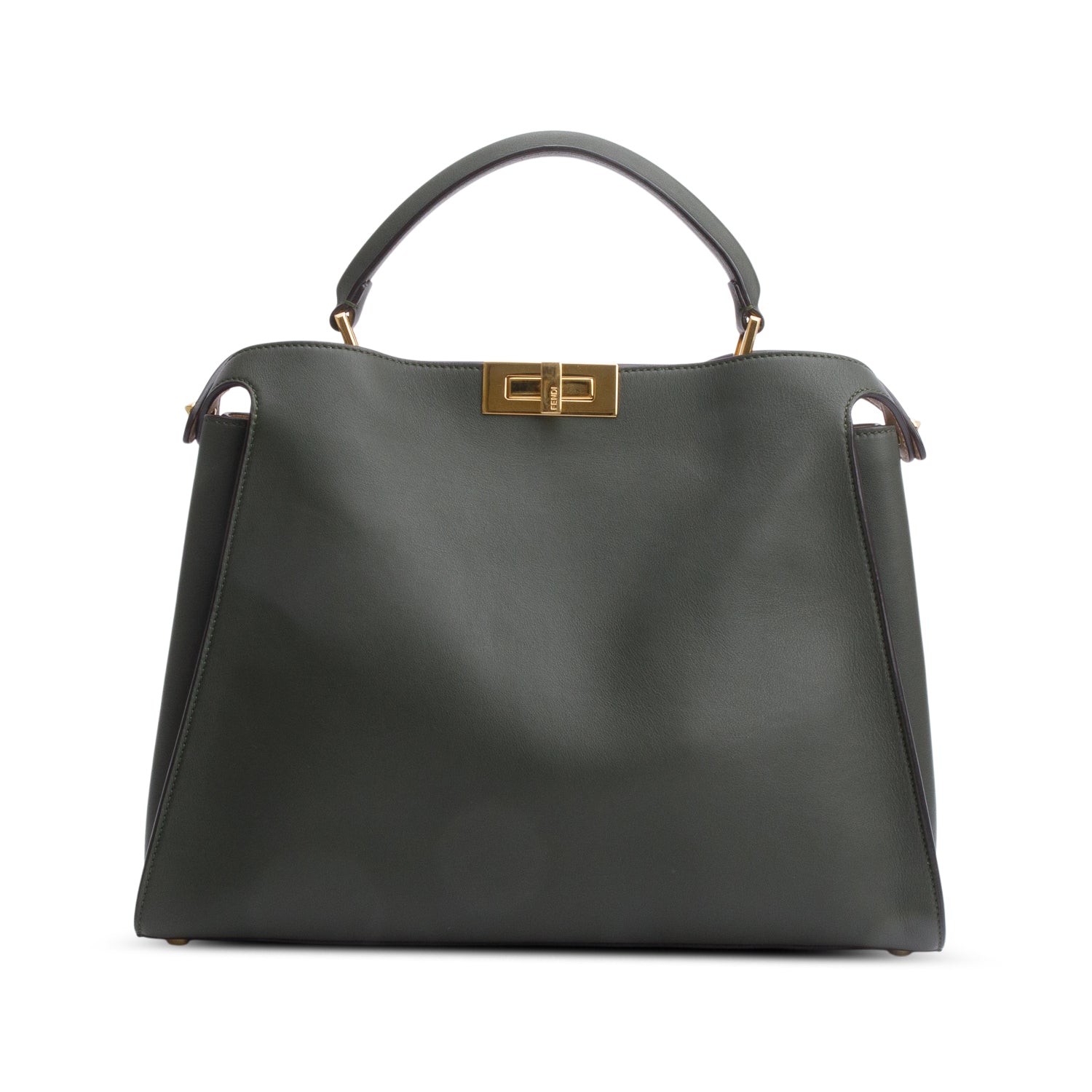 Fendi Green Soft Calfskin Leather Large Peekaboo Bag w/ Strap