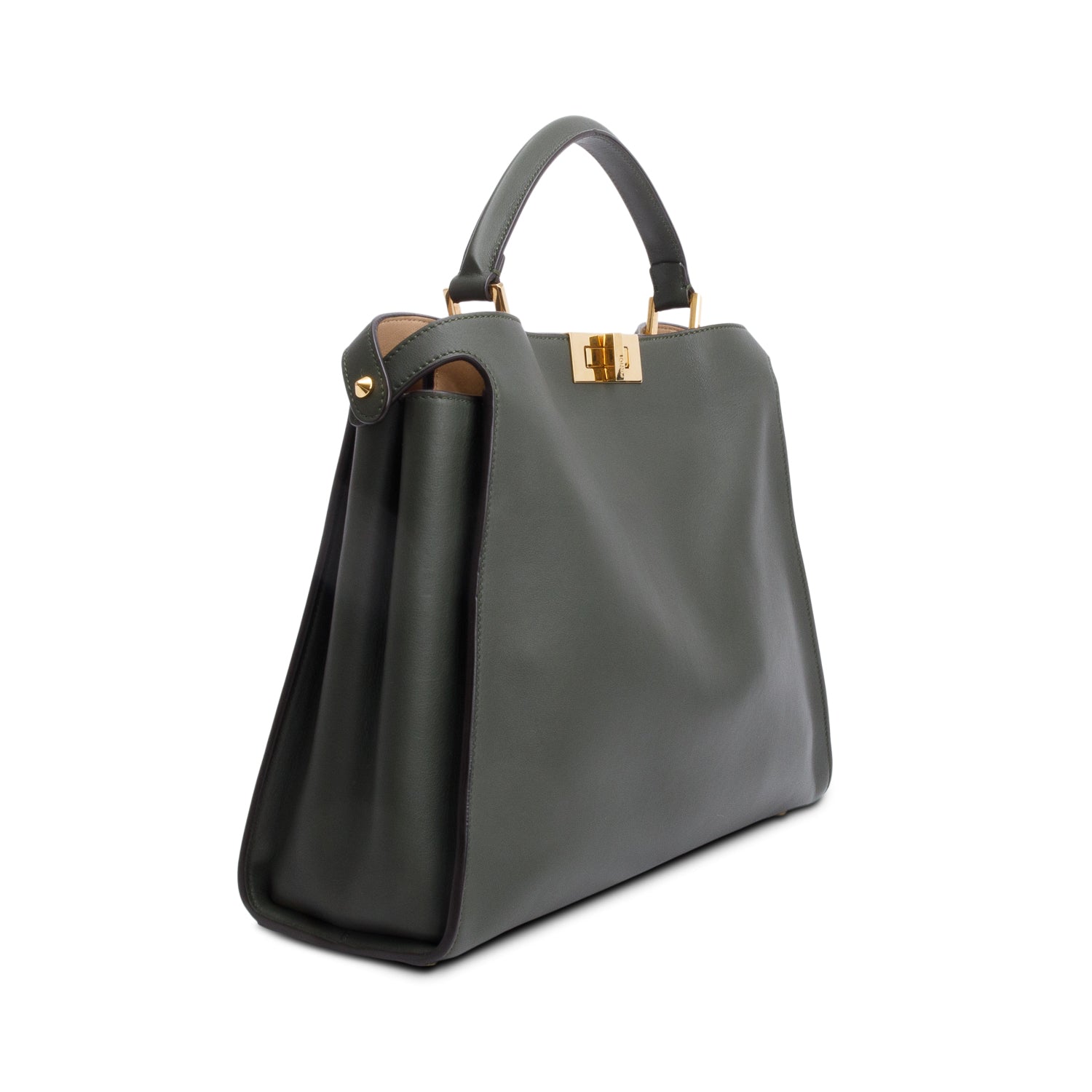 Fendi Green Soft Calfskin Leather Large Peekaboo Bag w/ Strap