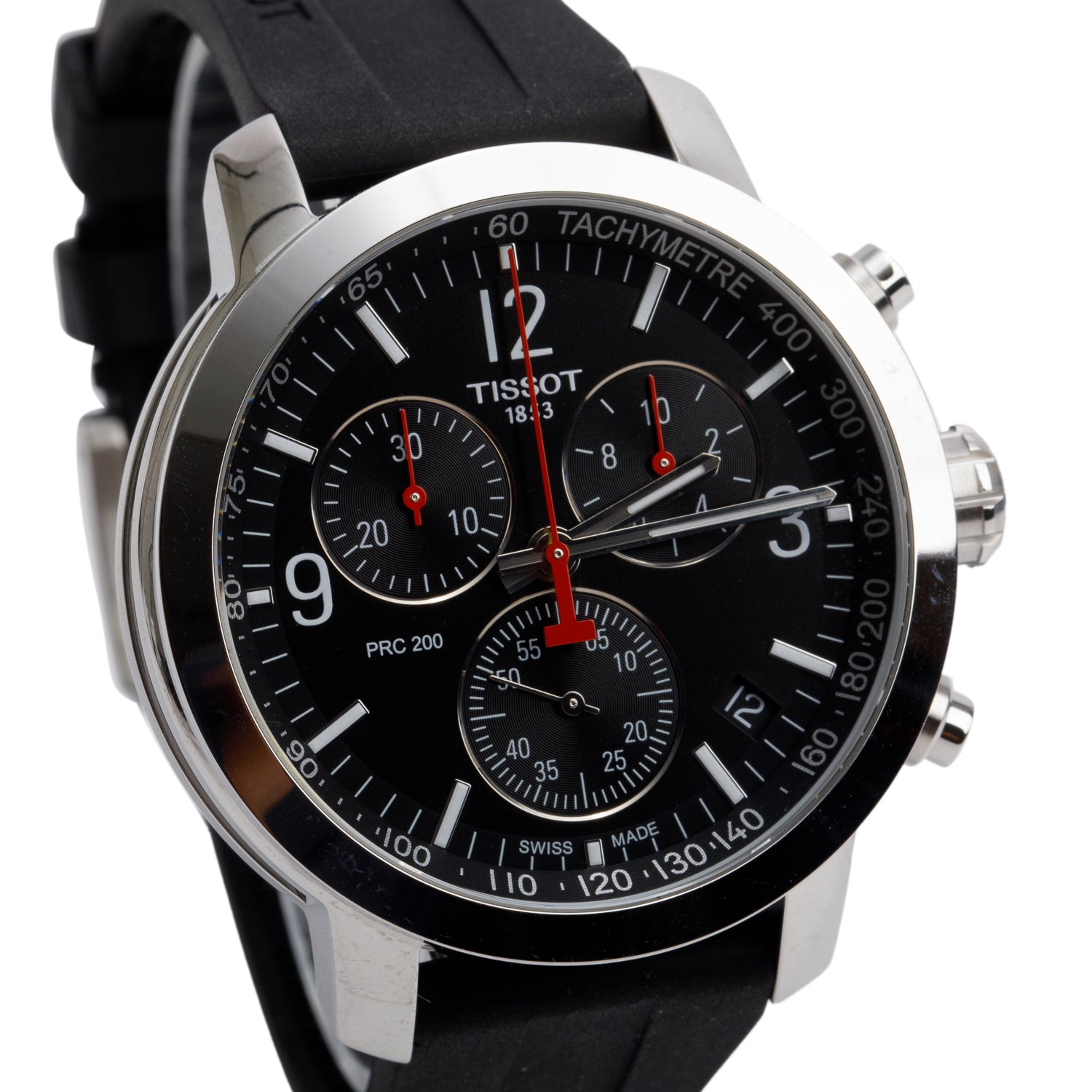 Tissot Stainless Steel Black Dial PRC 200 43 MM Chronograph Watch w/ Box