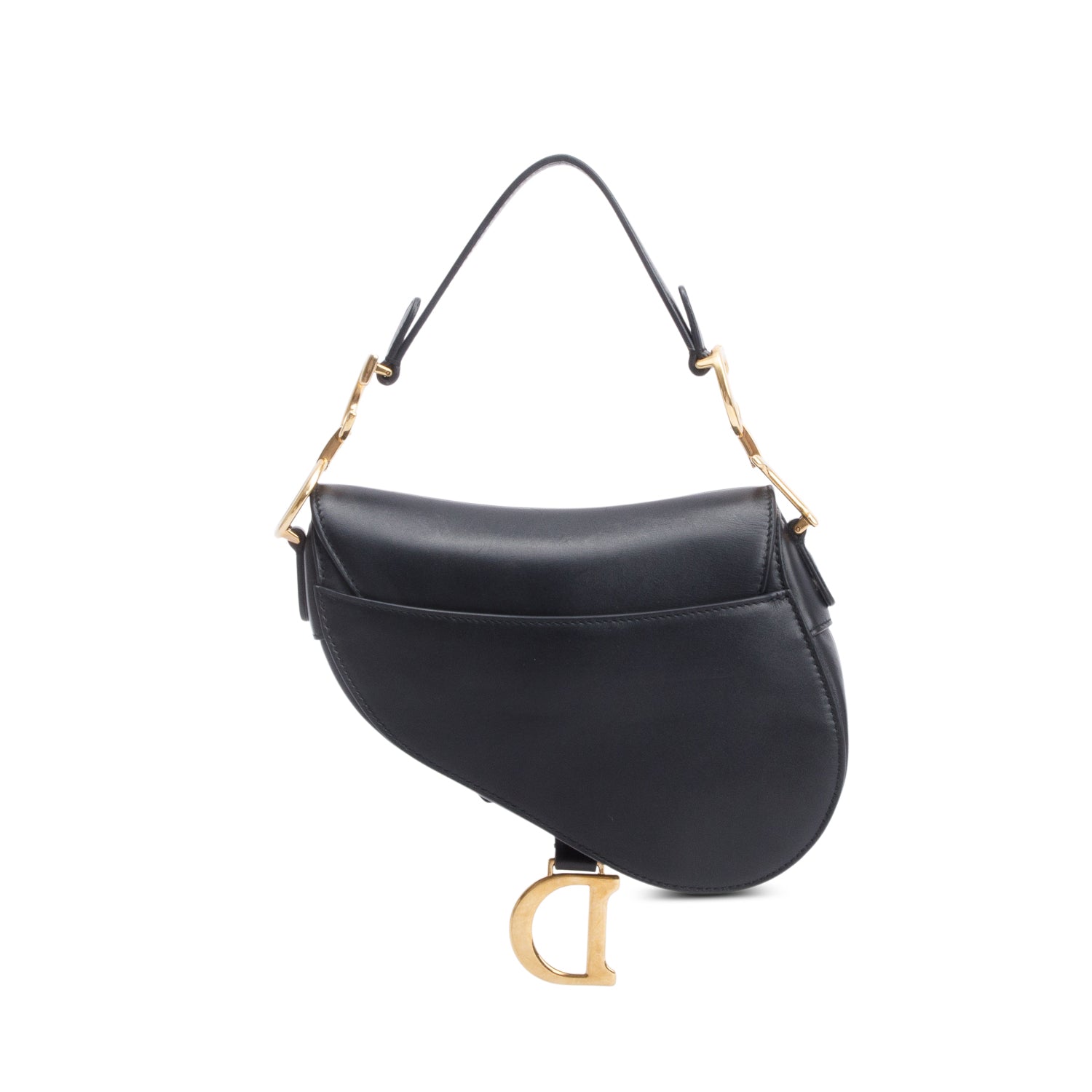 Christian Dior Black Calfskin Leather Mini Saddle Bag w/ Authenticity Card