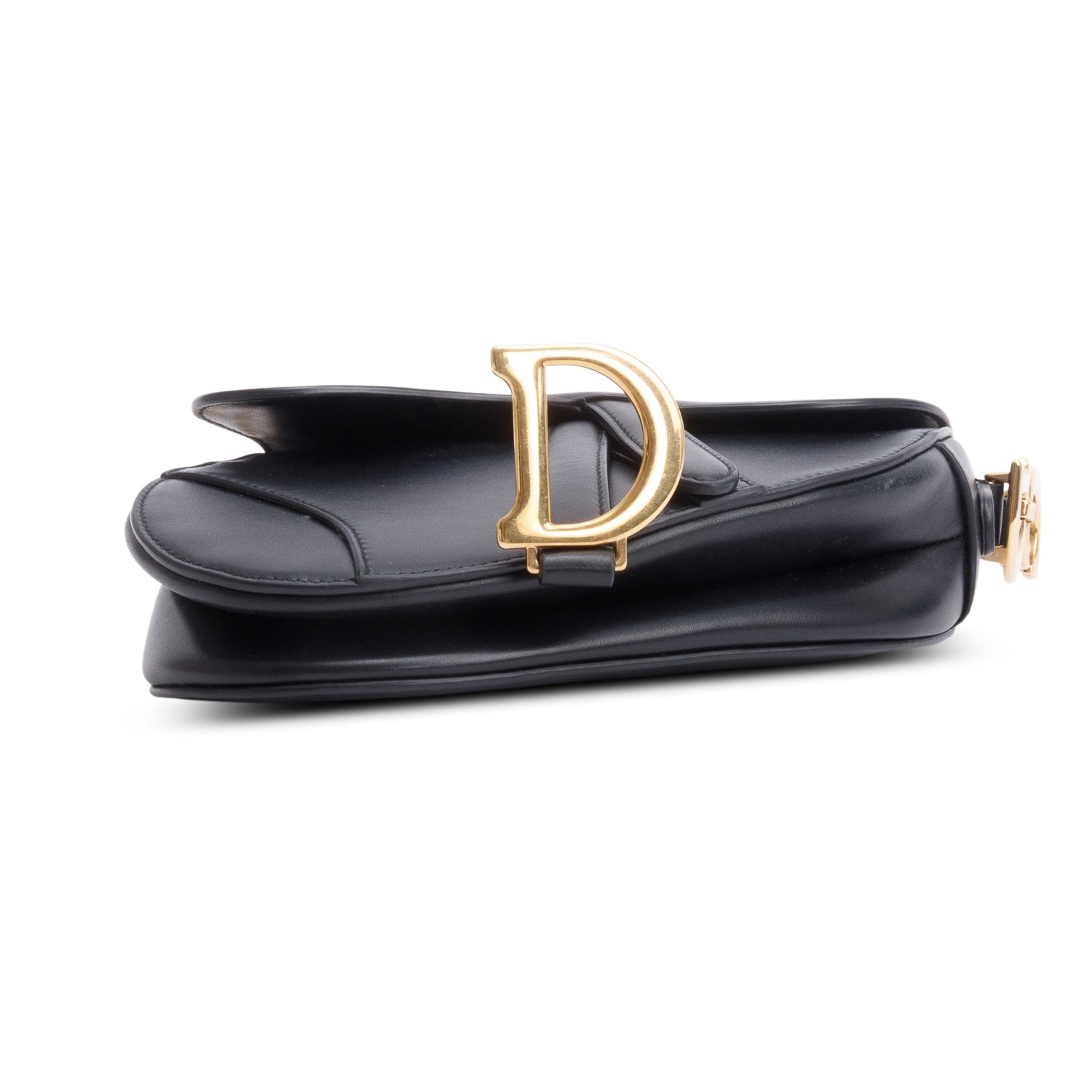 Christian Dior Black Calfskin Leather Mini Saddle Bag w/ Authenticity Card